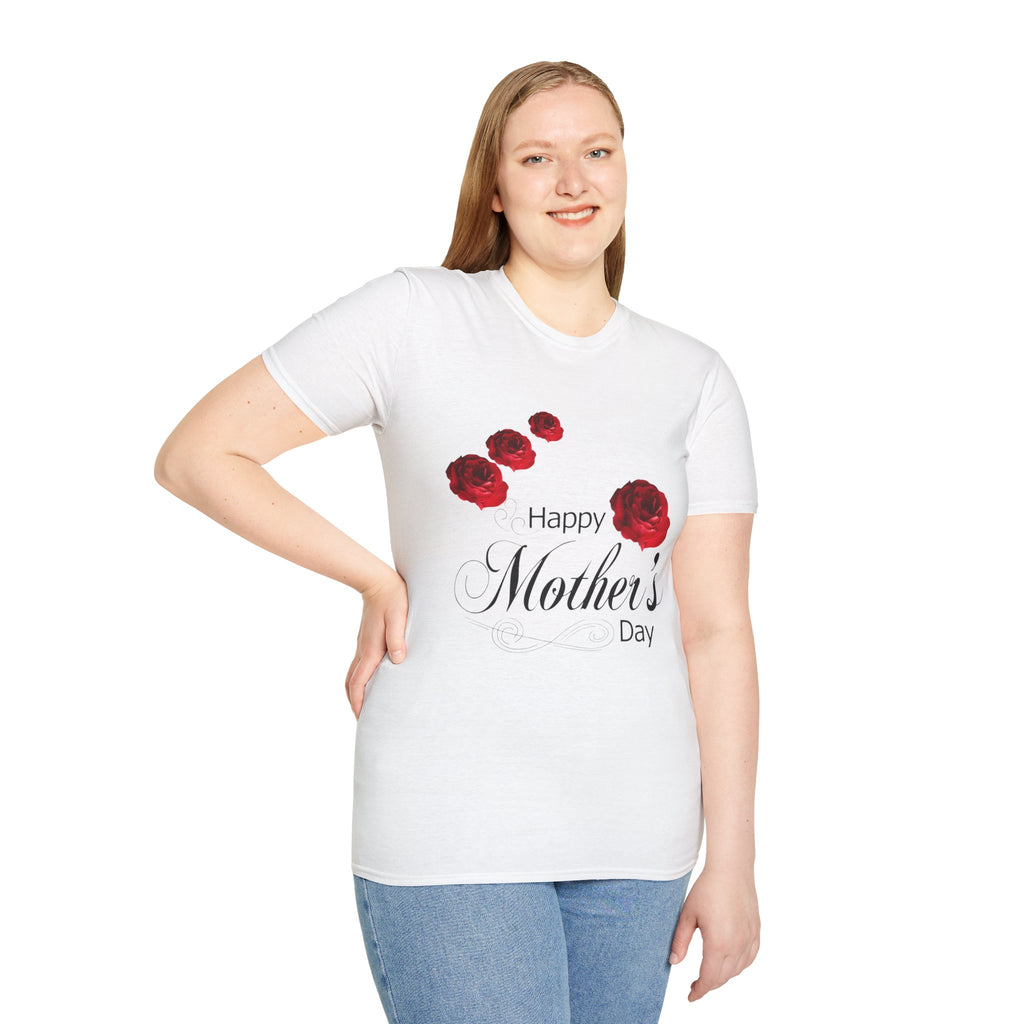 Mother's Day T-Shirt — "Happy Mother's Day" Red Rose Floral Tee