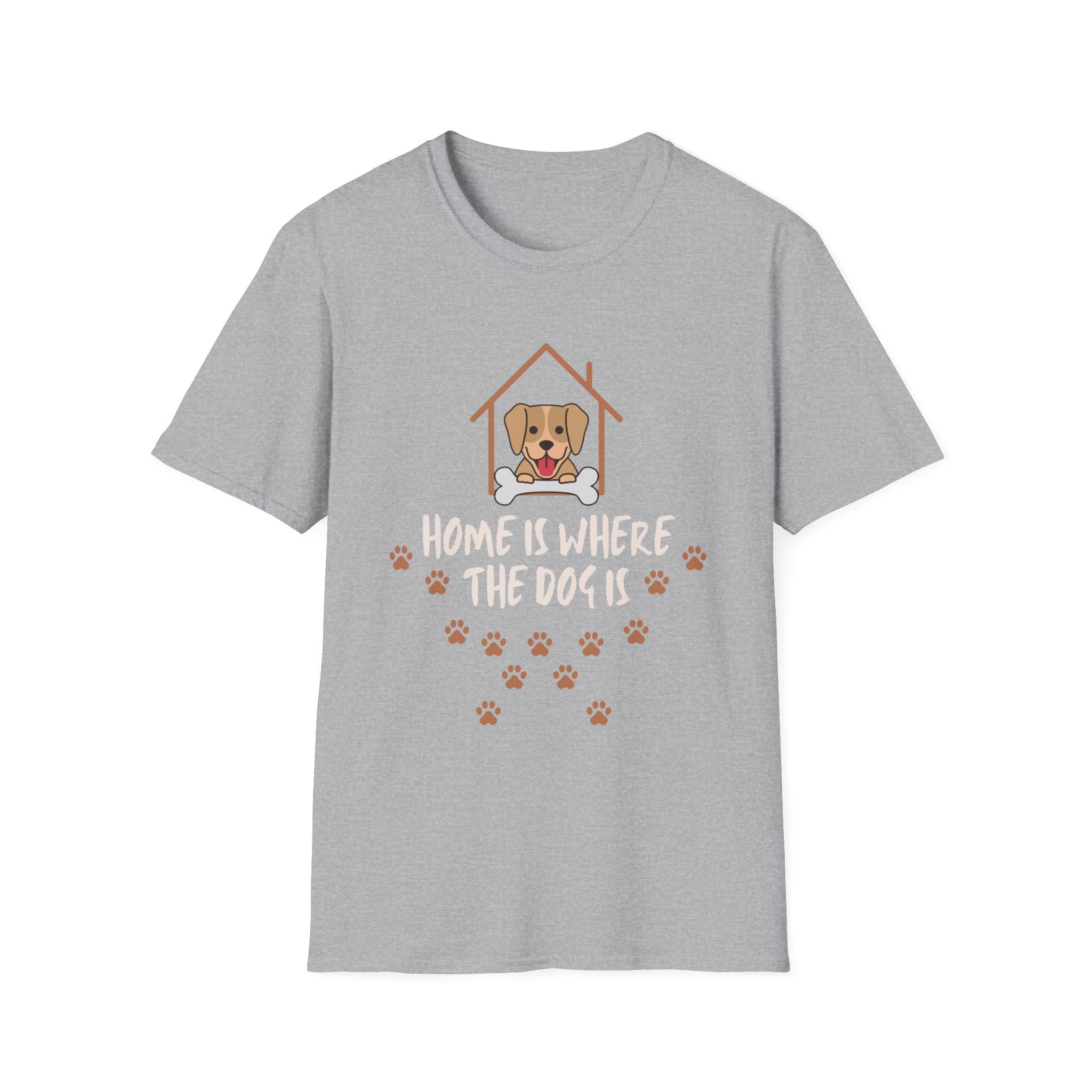 Dog Lover T-Shirt — "Home Is Where The Dog Is" Paw Print Tee