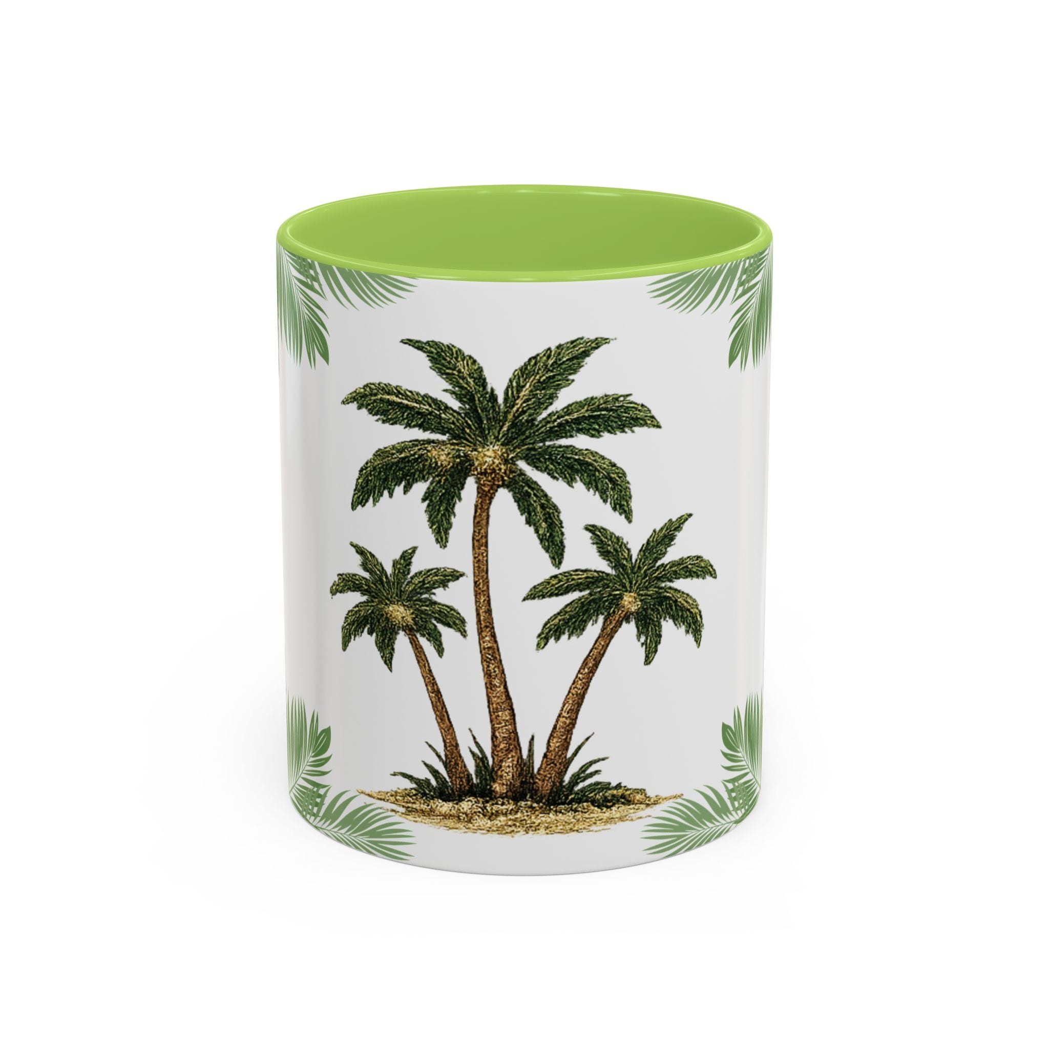 Tropical Palm Coffee Mug — Beachy Accent Mug with Palm Leaves (11oz)