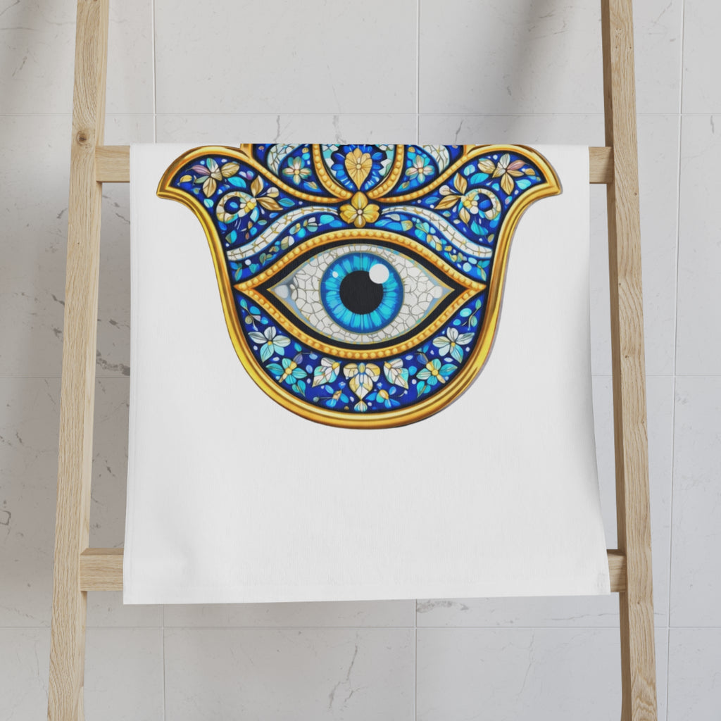 Hamsa Hand Towel - Blue Evil Eye Decorative Hand Towel for Kitchen & Bath