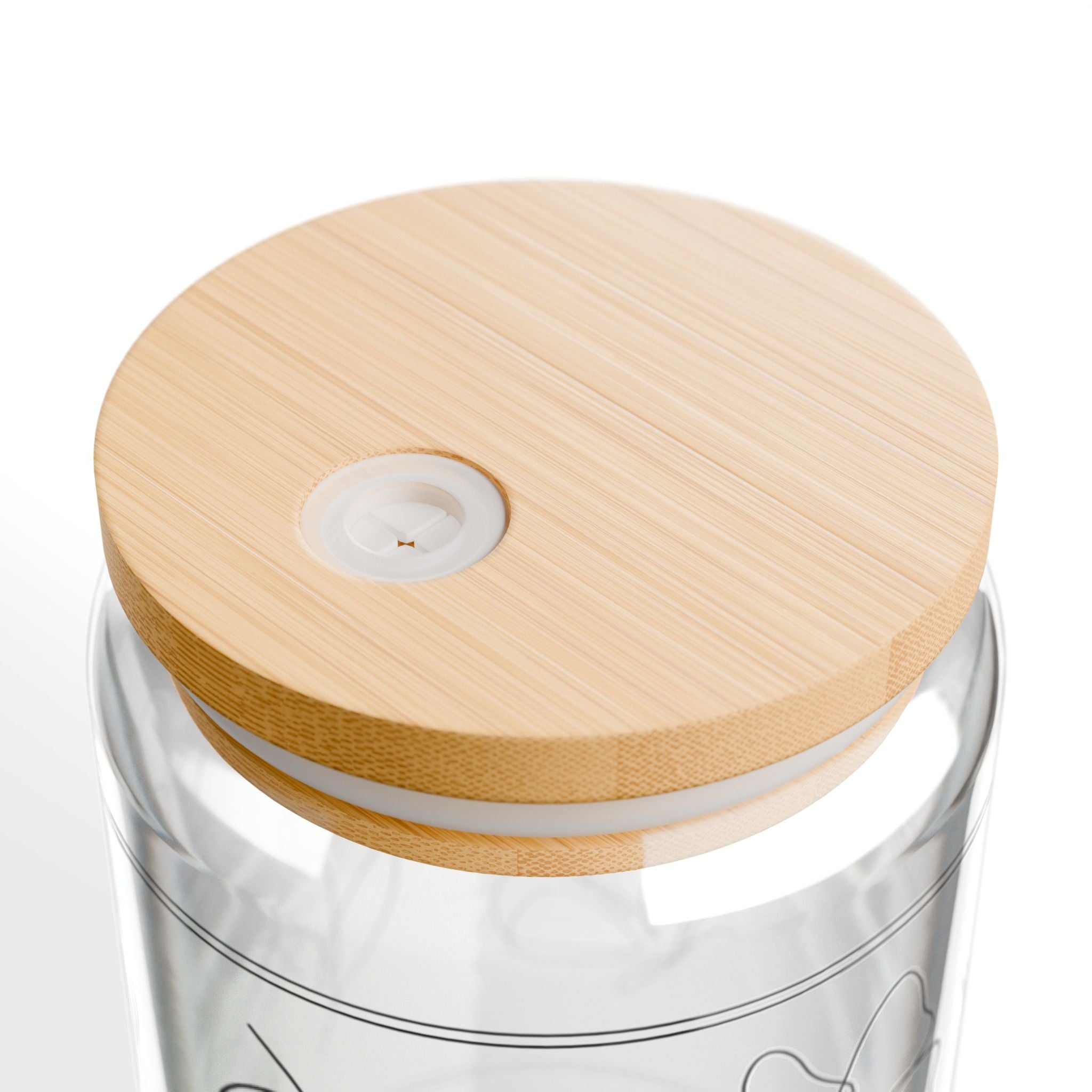 Floral Outline Sipper Glass - 16oz Bamboo Lid & Straw