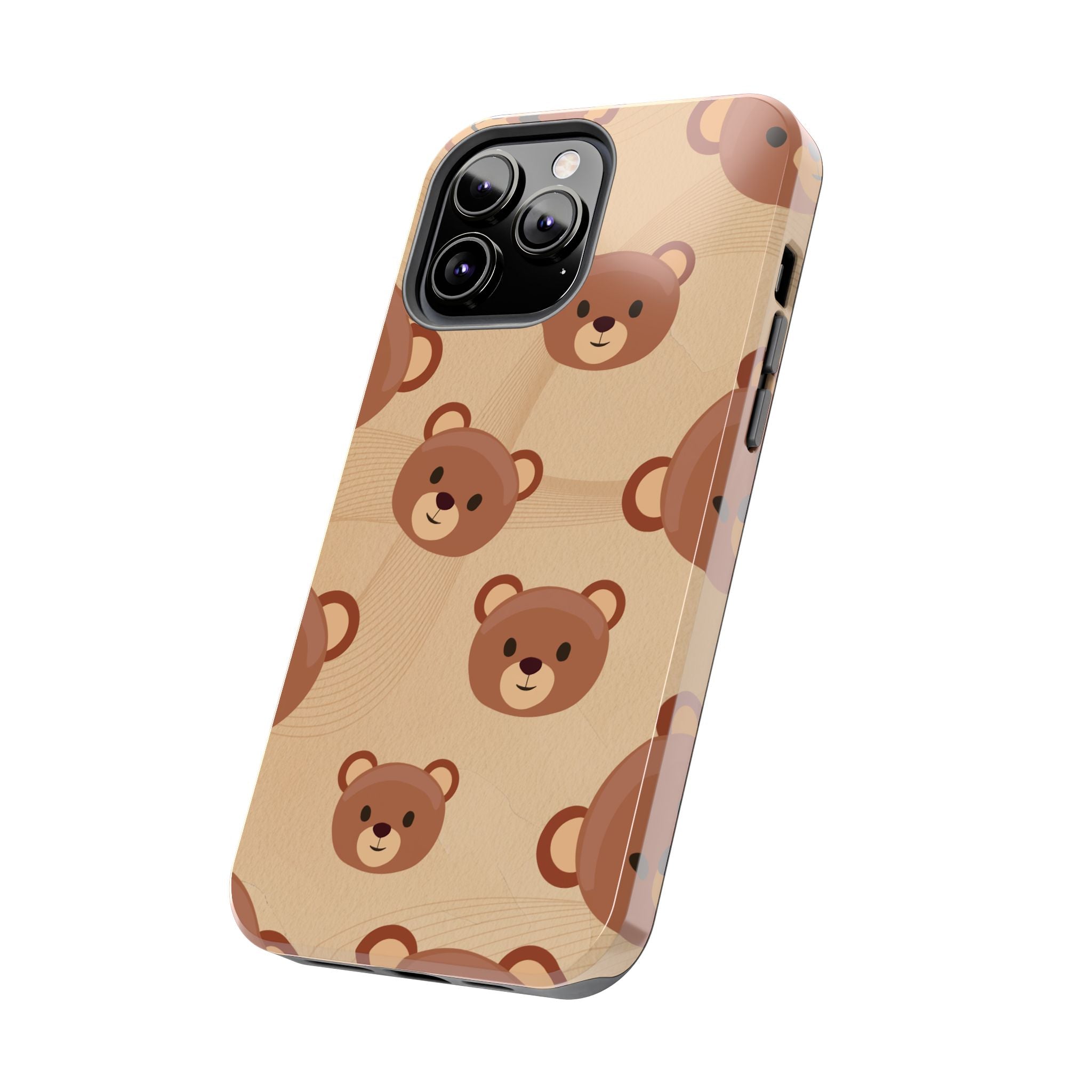 Bear Pattern Tough Phone Case — Cute Brown Bear Protective Phone Cover