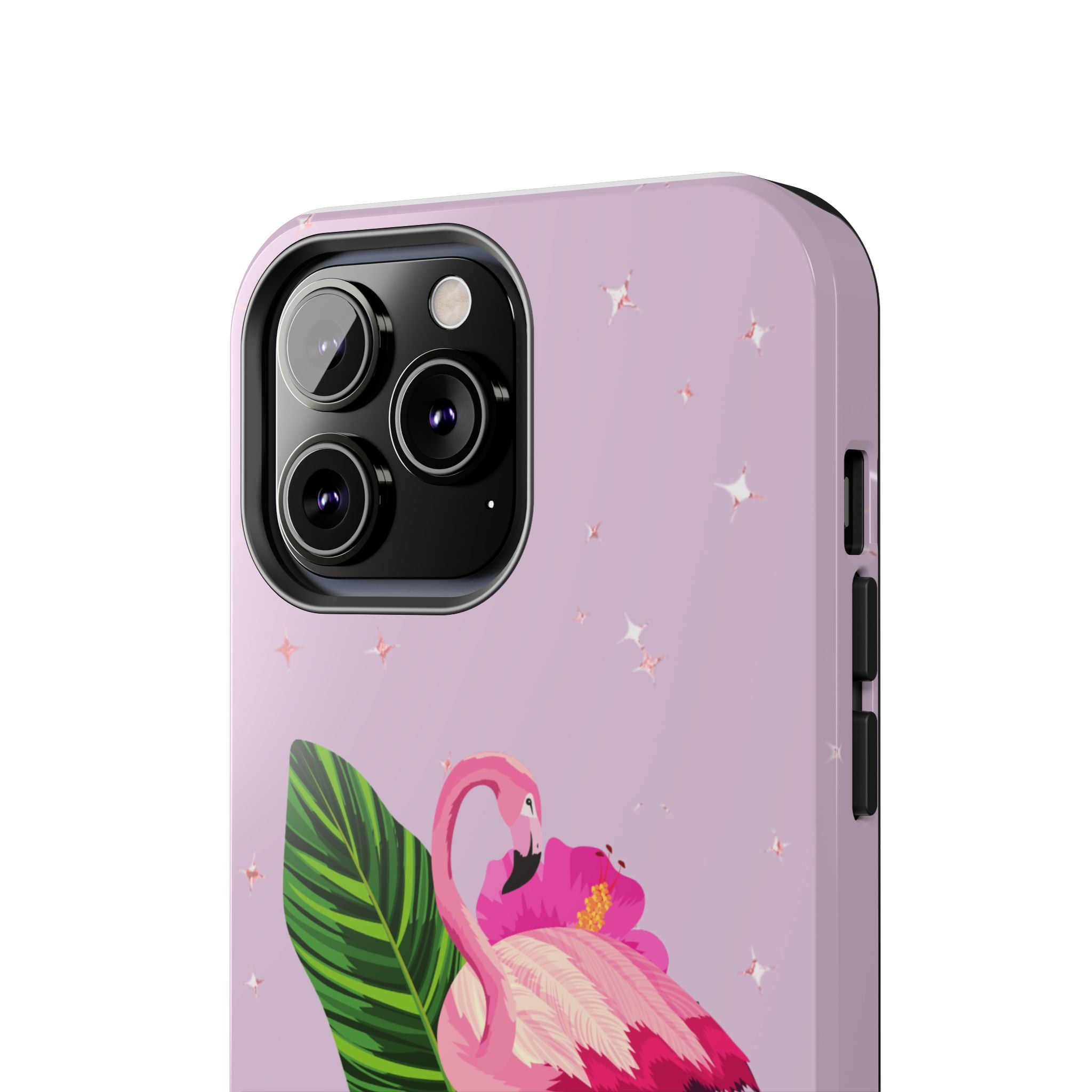 Flamingo Tropical Tough Phone Case — Pink Hibiscus & Palm Leaves