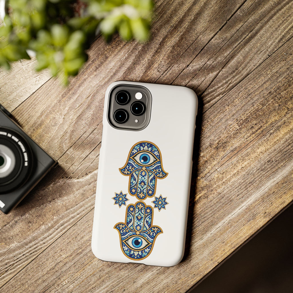 Hamsa Eye Tough Phone Case — Blue Mosaic Protective Phone Cover