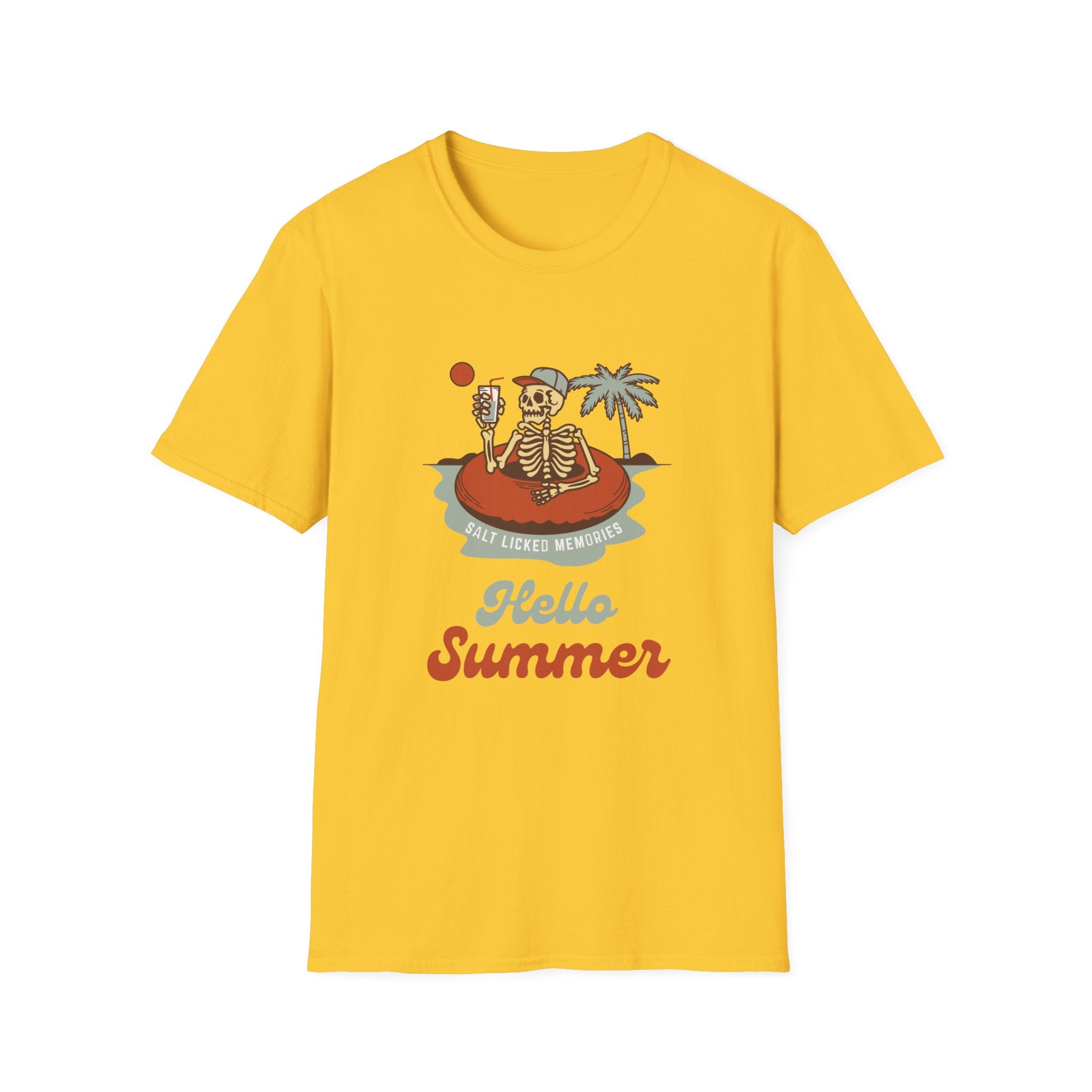 Hello Summer Skeleton T-Shirt — Retro Beach Vacation Tee
