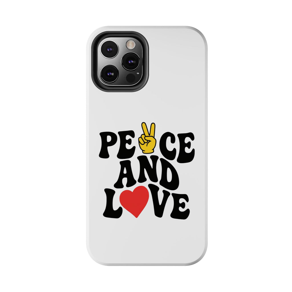 Peace and Love Tough Phone Case — Retro Peace Sign & Heart Protective Cover