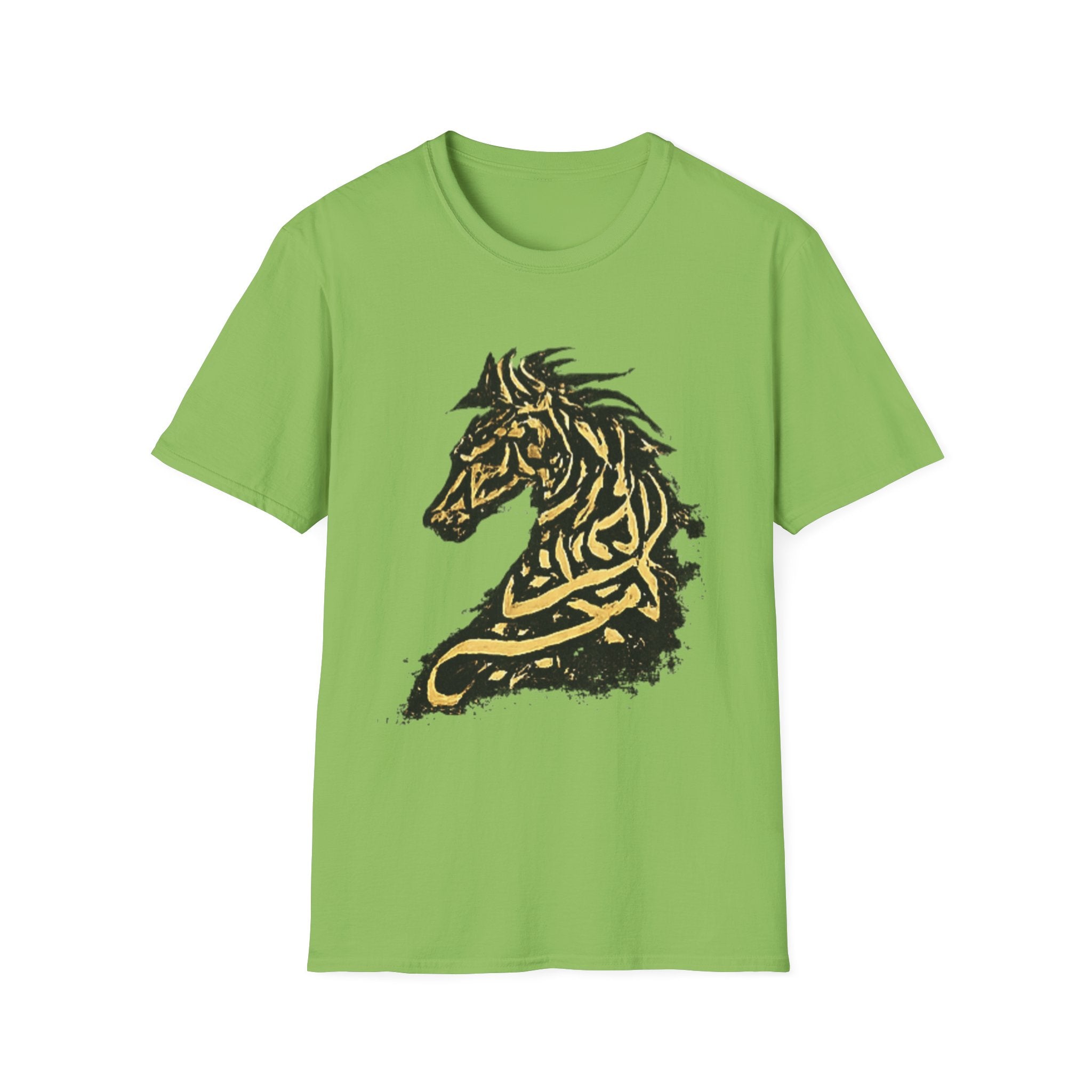 Tribal Gold Horse T-Shirt — Stylized Celtic Stallion Tee