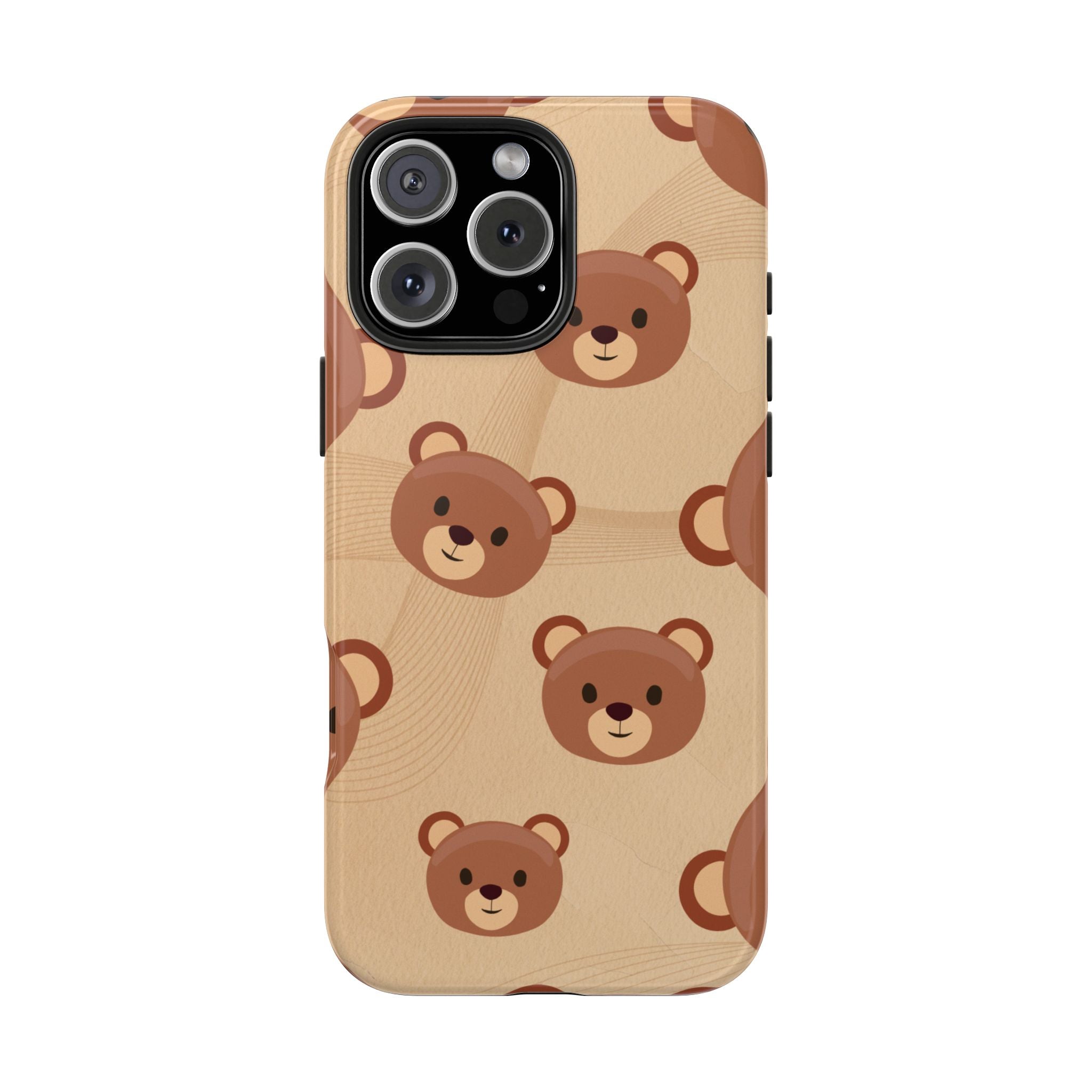 Bear Pattern Tough Phone Case — Cute Brown Bear Protective Phone Cover
