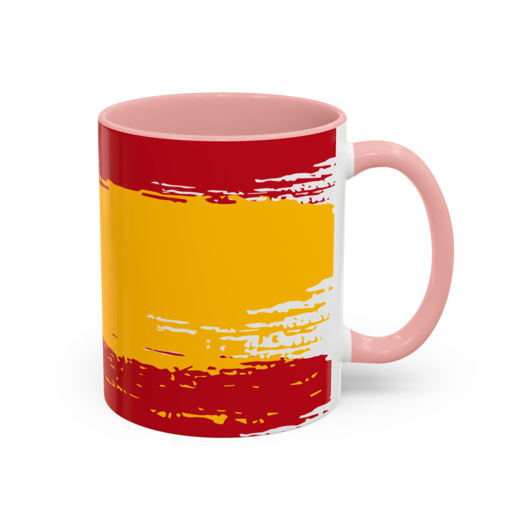 Spanish Flag Accent Coffee Mug – Bold Red & Gold Brushstroke Ceramic Mug
