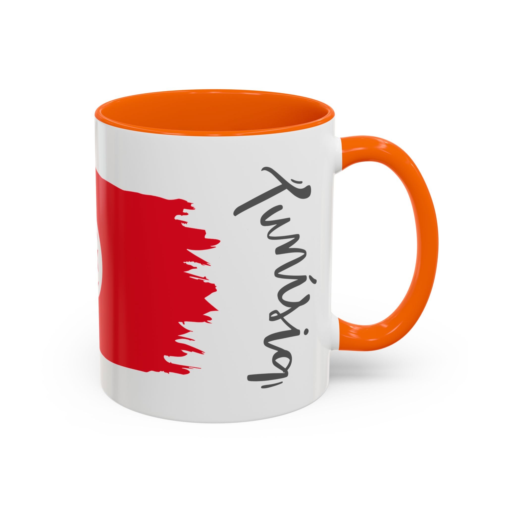 Tunisia Flag Accent Coffee Mug – Red Brushstroke Design (11/15oz)