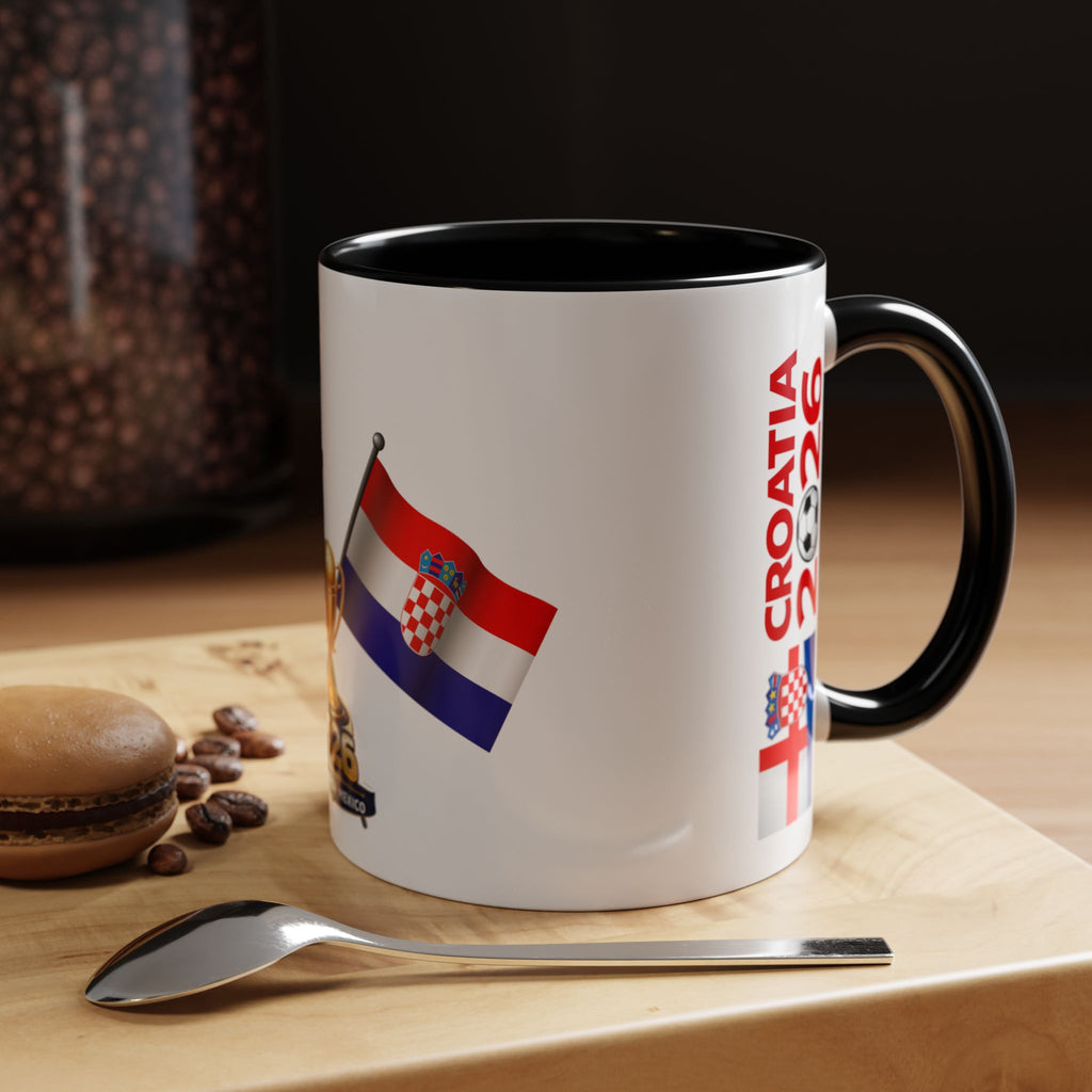 Croatia 2026 Soccer Fan Coffee Mug — Flags & Trophy Cup Design