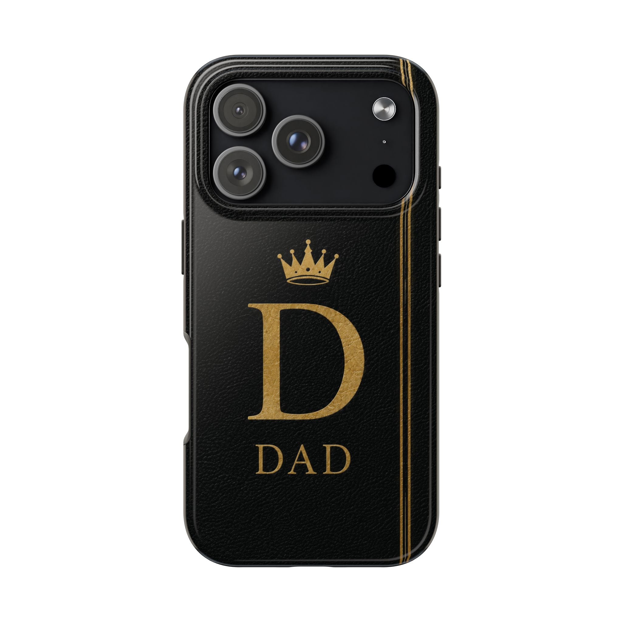 Dad Monogram Tough Phone Case — Black Gold Crown Initial
