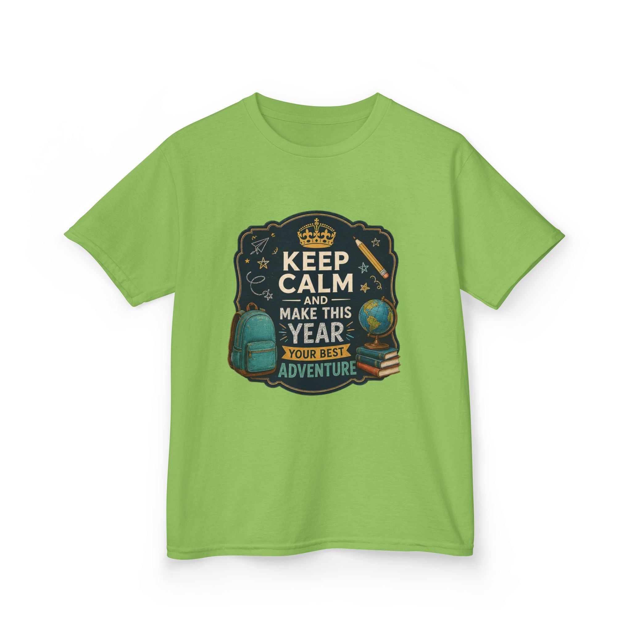 Kids Tee — "Keep Calm and Make This Year Your Best Adventure" Travel Graphic