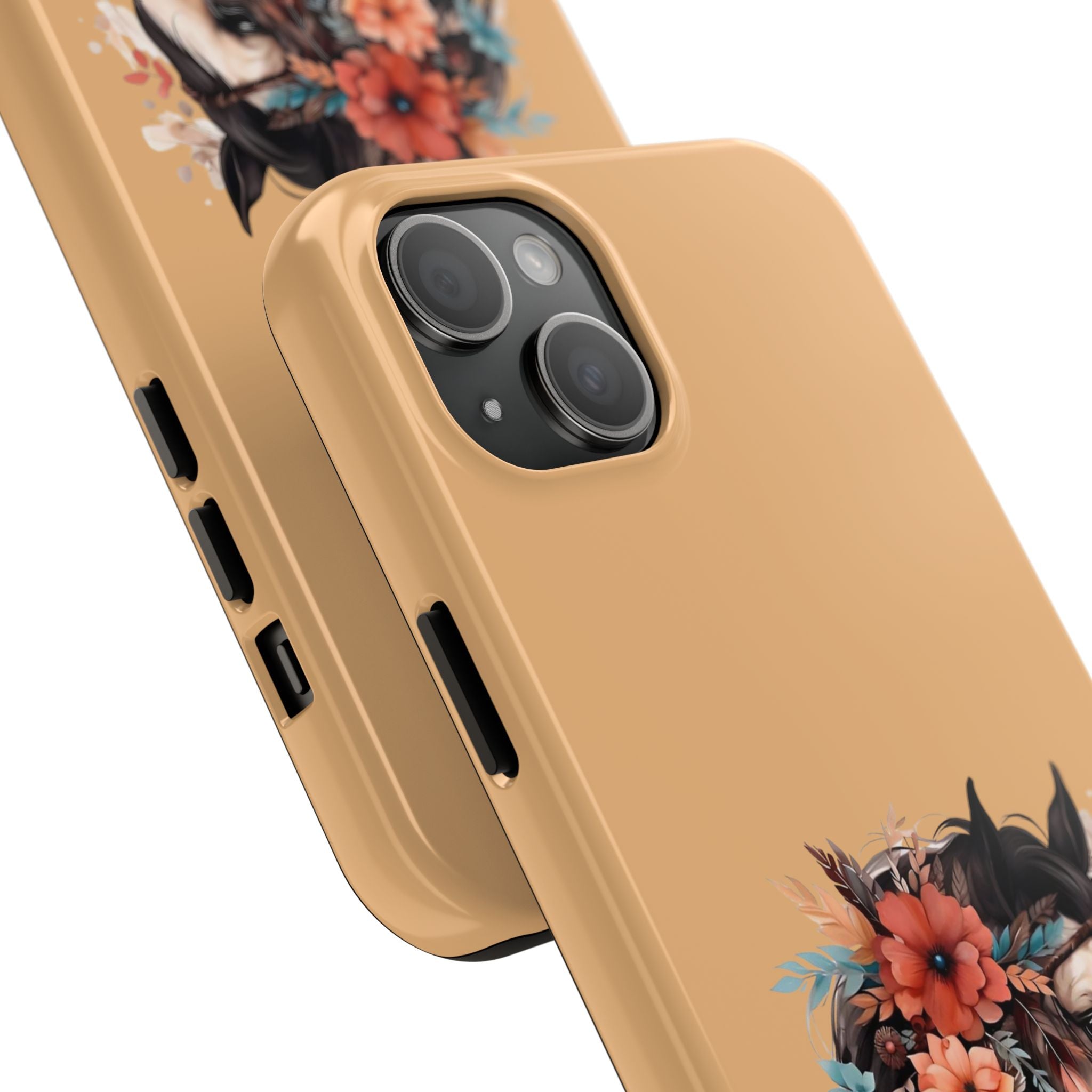 Horse Floral Tough Phone Case — Protective iPhone Cover with Boho Horse Head Design