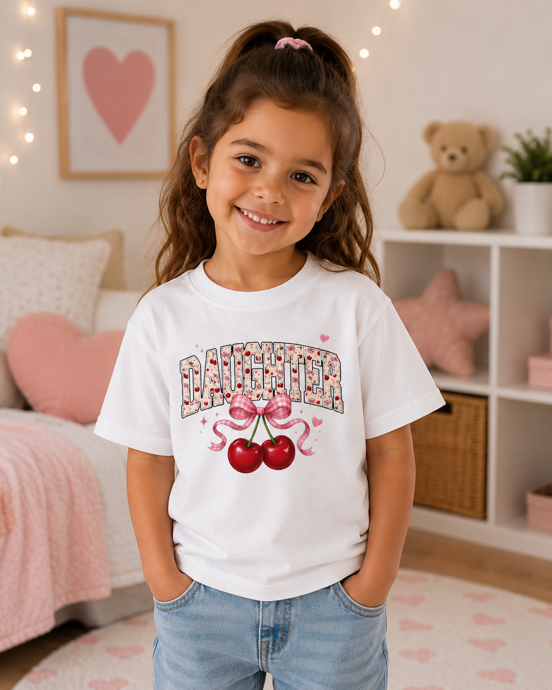 Youth Tee — Daughter Cherry Coquette Graphic Shirt