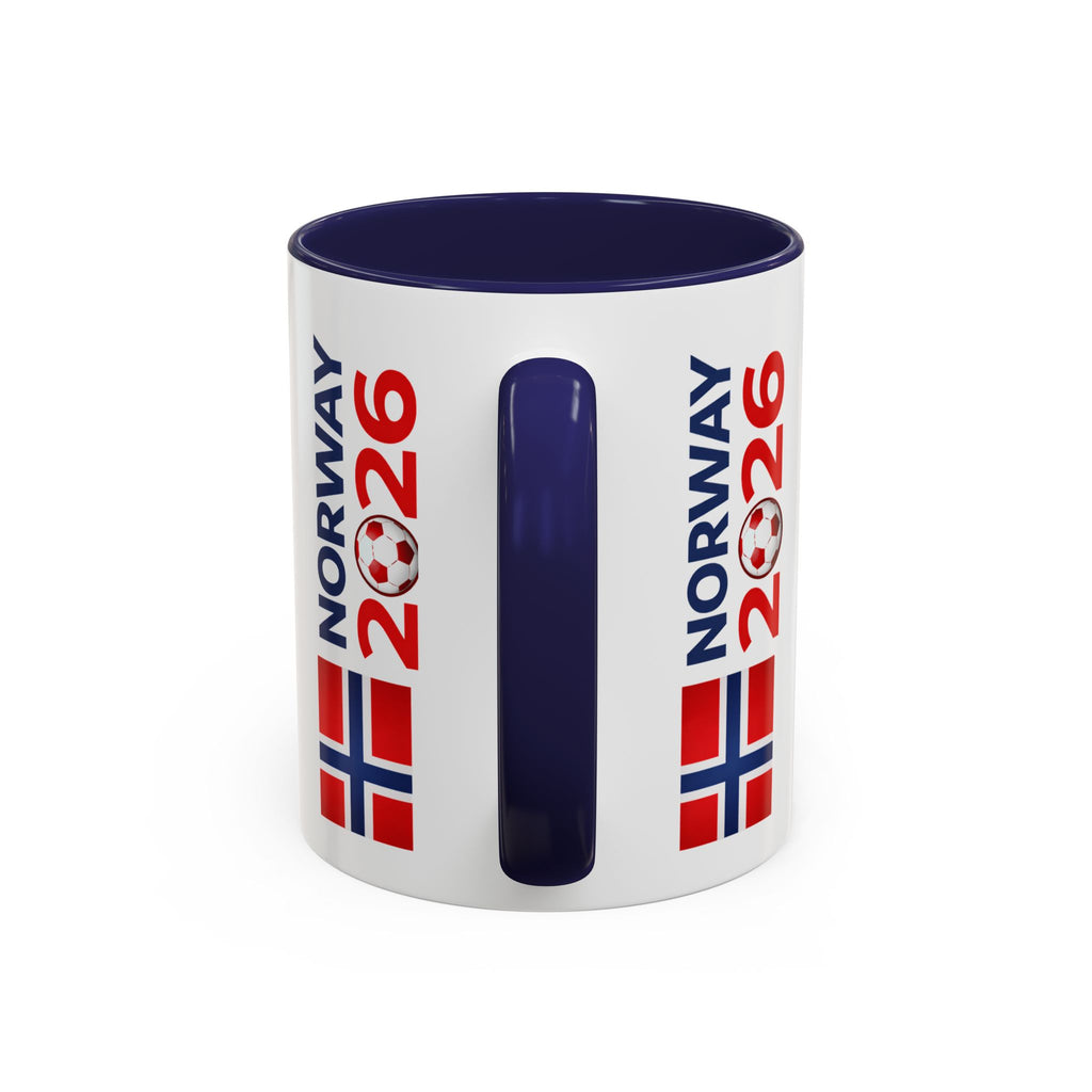 Norway Flag Accent Coffee Mug – Norway 2026 Soccer Fan Ceramic Mug (11/15oz)