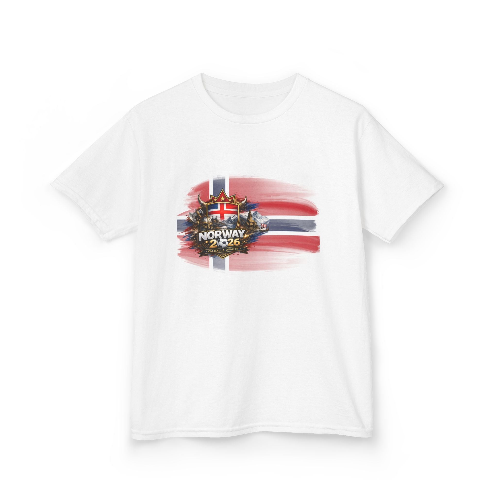 Norway Flag Kids T‑Shirt – Norge 1976 Retro Crest