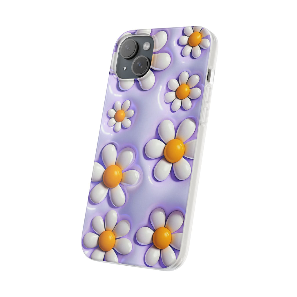 Purple 3D Daisy Phone Case – Cute Floral iPhone Flexi Case