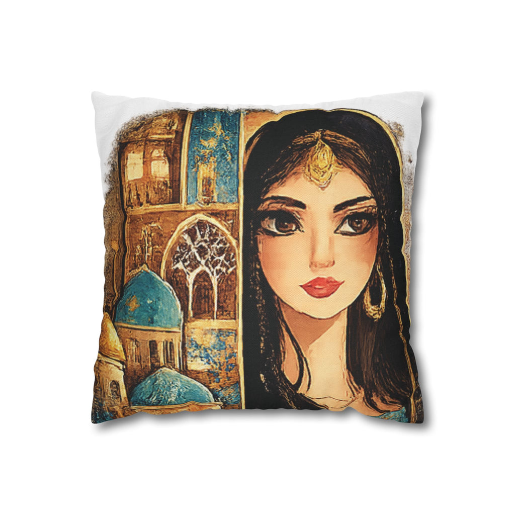 Princess Portrait Throw Pillowcase — Middle Eastern Art Decorative Pillow