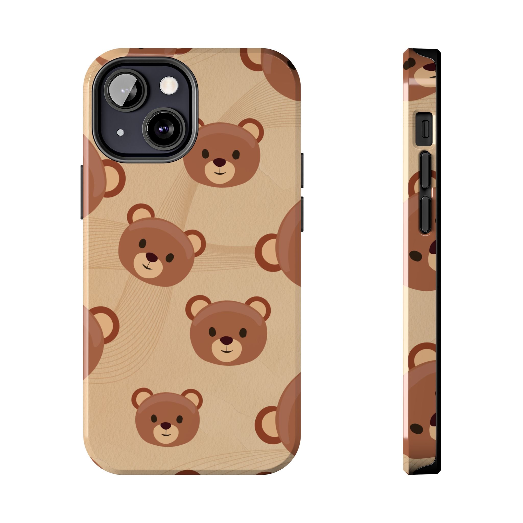 Bear Pattern Tough Phone Case — Cute Brown Bear Protective Phone Cover