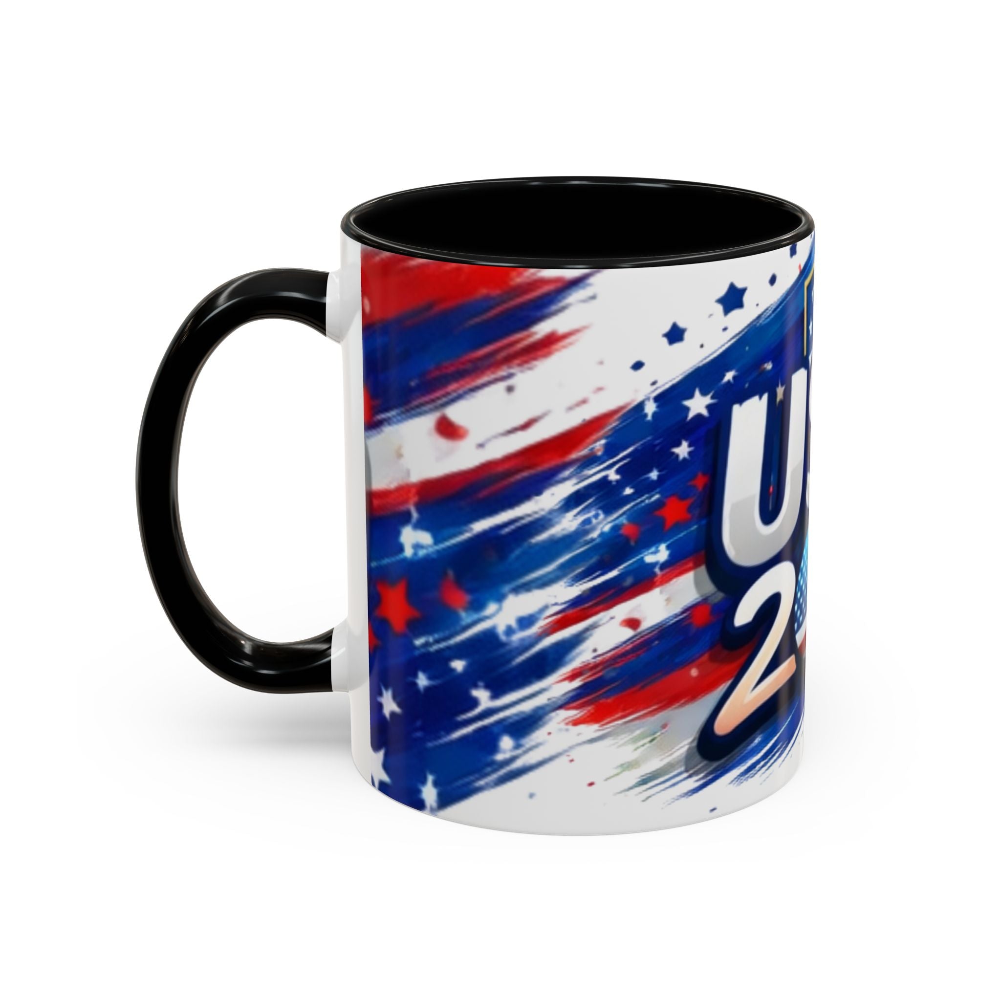 USA 2026 Flag Accent Coffee Mug — Patriotic Fourth of July Drinkware