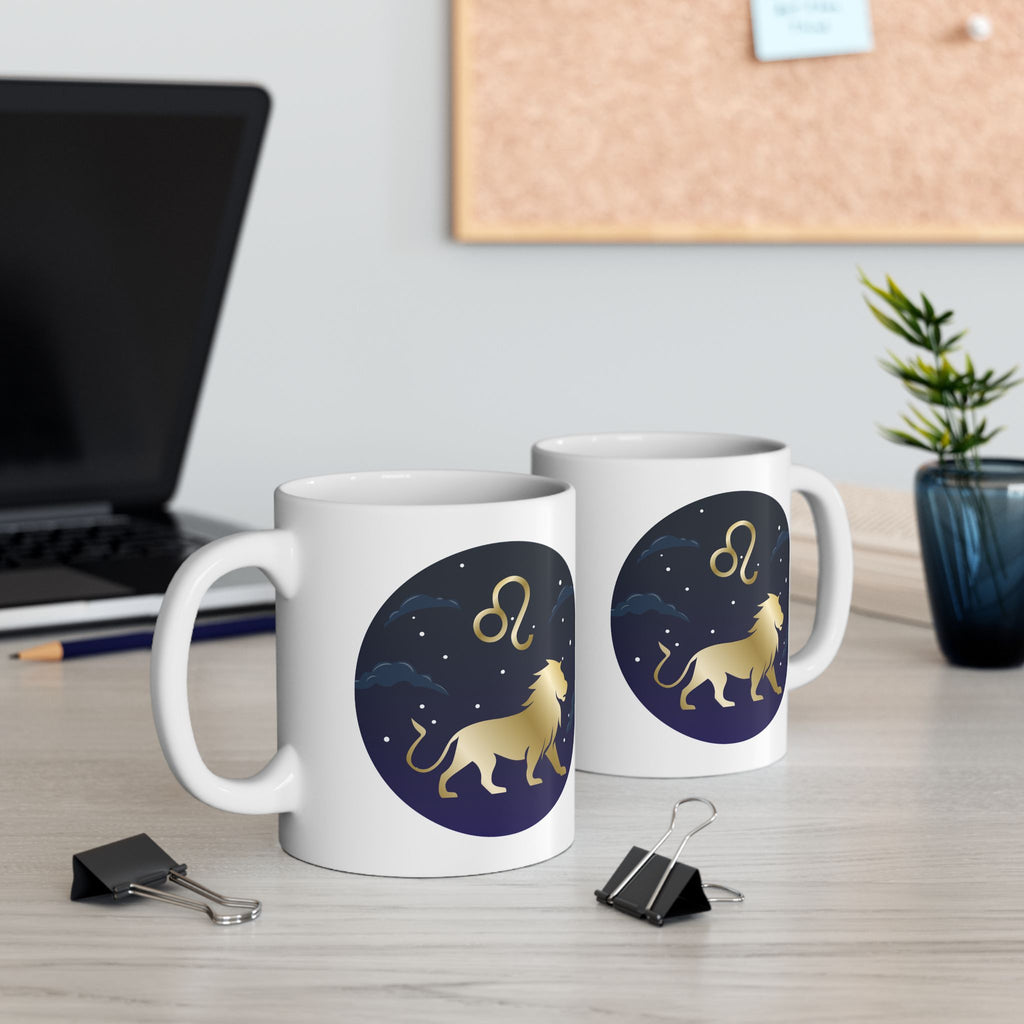 LEO Zodiac Leo Constellation Ceramic Mug — Starry Night Astrology Coffee Cup (11oz/15oz)