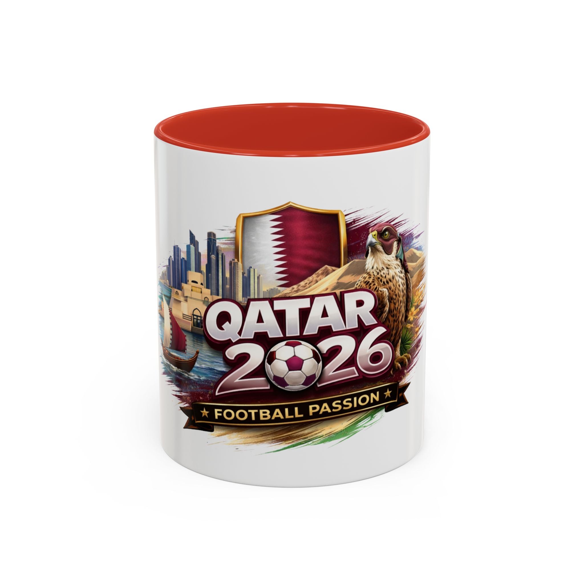 Qatar 2026 Football Passion Accent Coffee Mug (11/15oz)