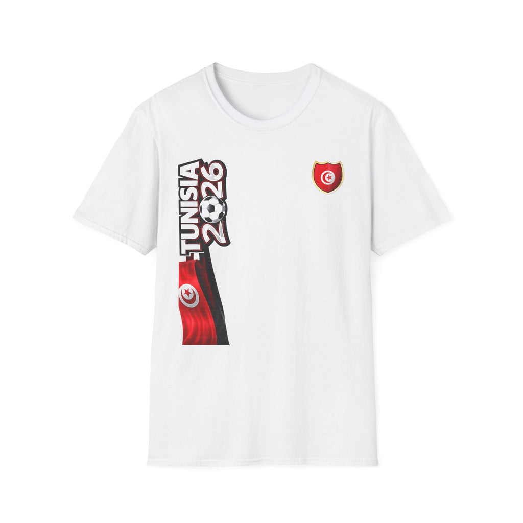 Tunisia 2026 Map T-Shirt — Tunisian Flag Crest Soccer Fan Tee