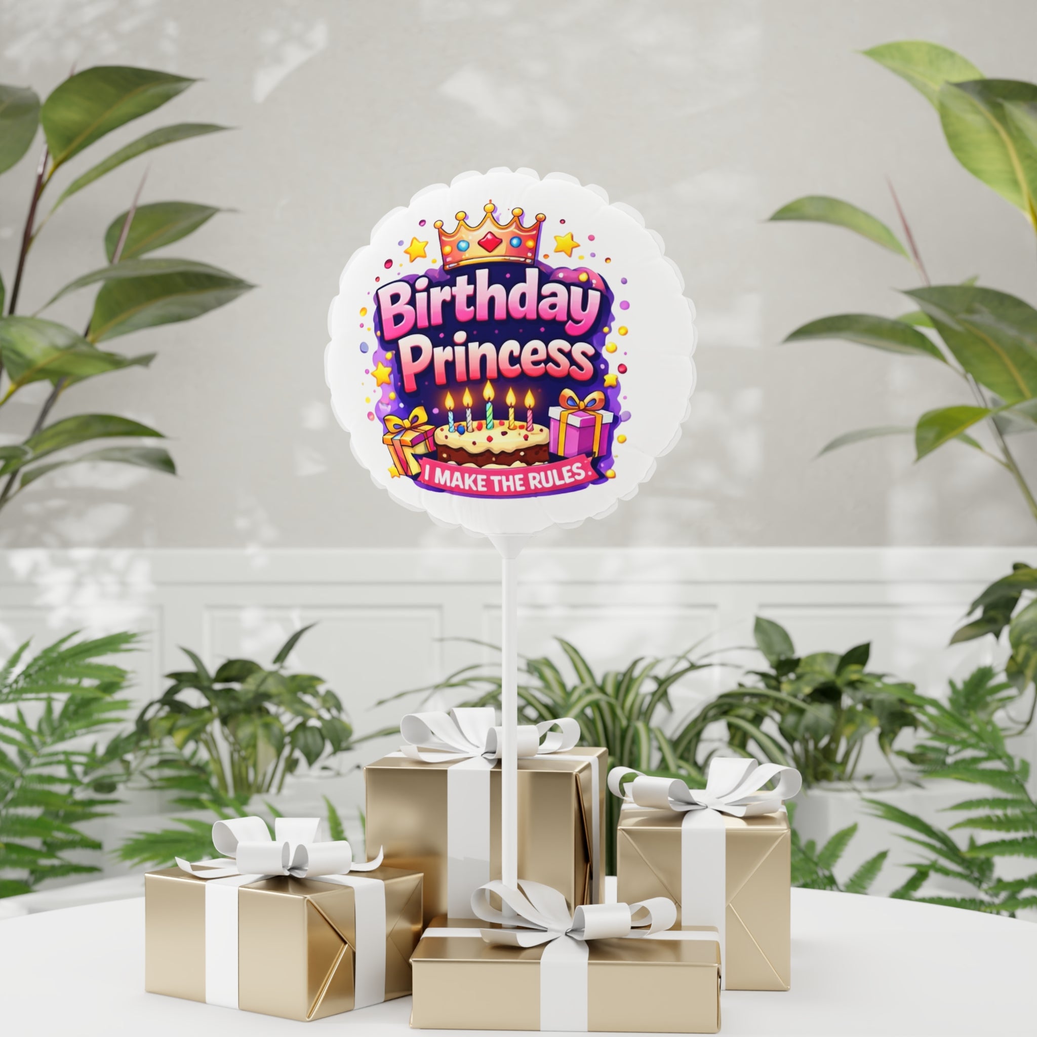 Birthday Princess 11" Foil Balloon — "I Make The Rules" Round or Heart-Shaped Party Balloon
