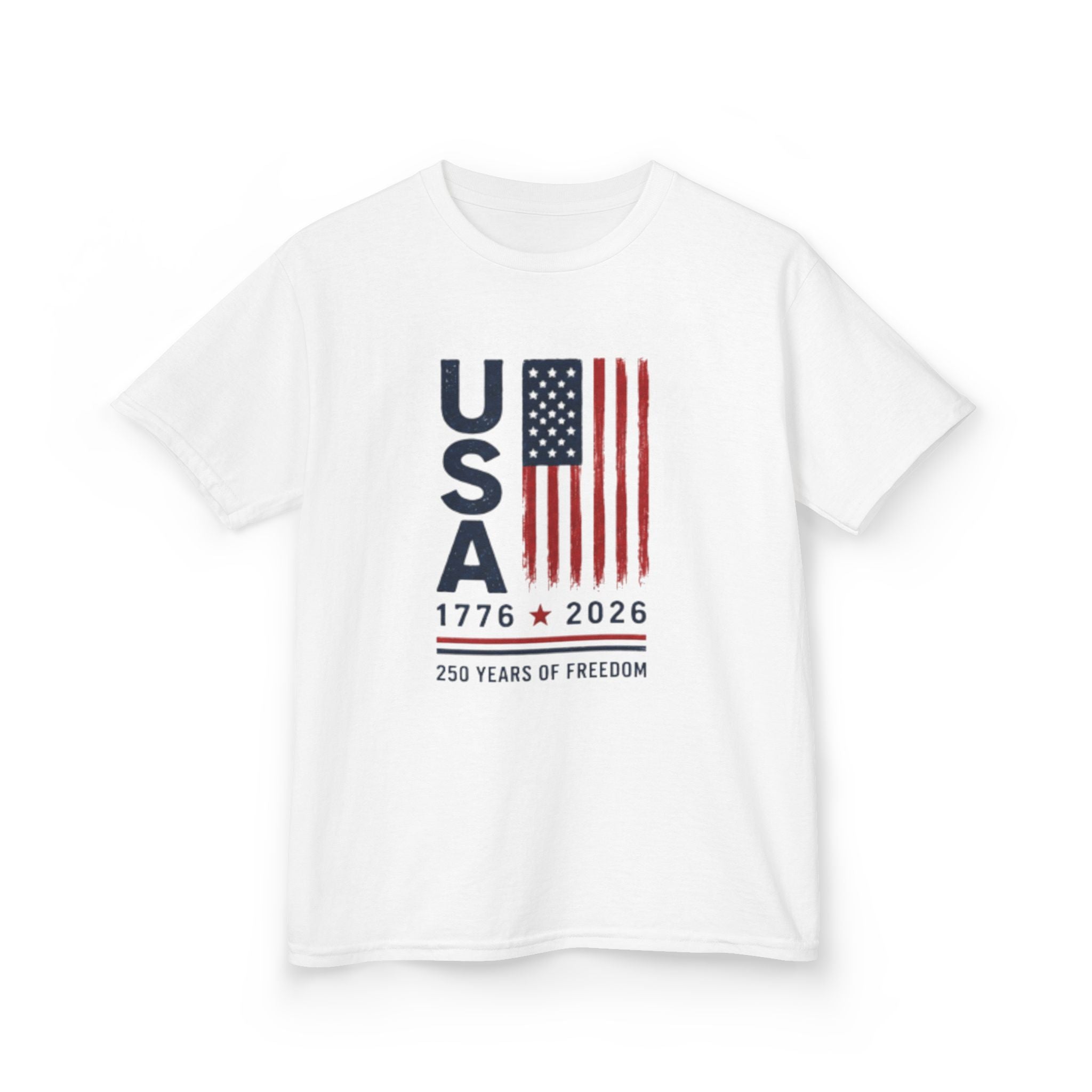 Kids USA 1776–2026 Flag Tee — 250 Years of Freedom Patriotic Shirt
