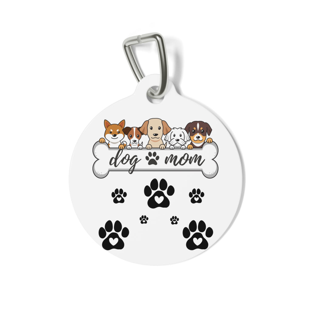 Dog Mom Pet Tag — Personalized Paw Print ID Tag