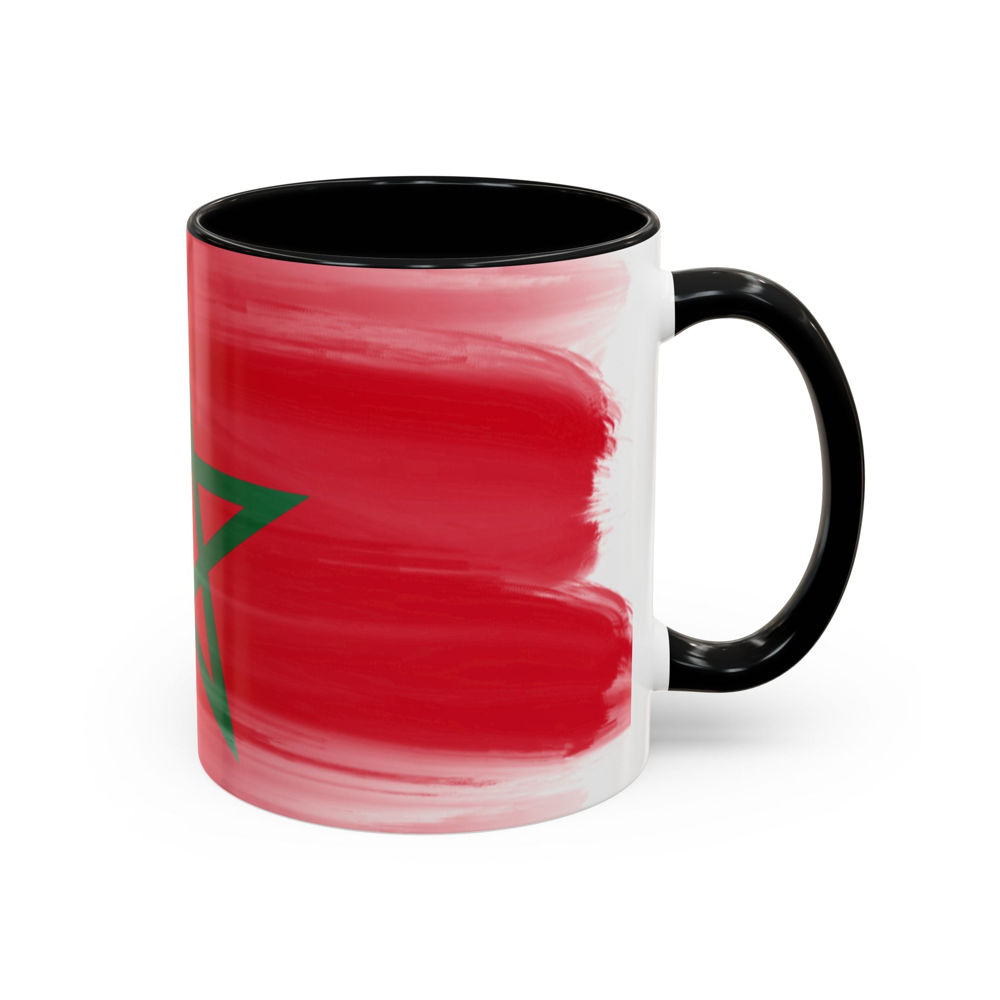 Morocco Flag Accent Coffee Mug — Red & Green Moroccan Star Design (11/15oz)