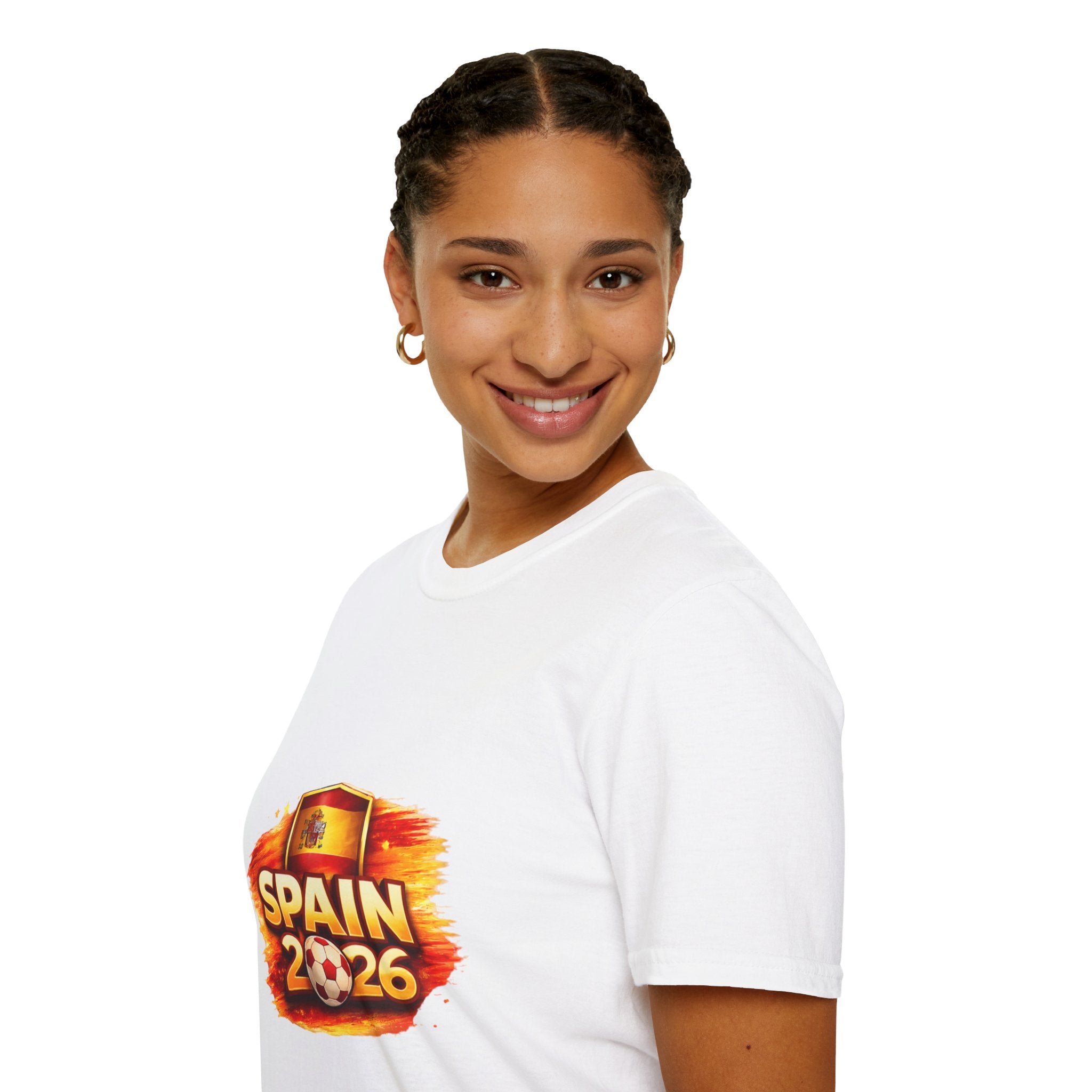 Spain 2026 Soccer Fan T-Shirt – Spanish Flag & Trophy Cup Support Tee
