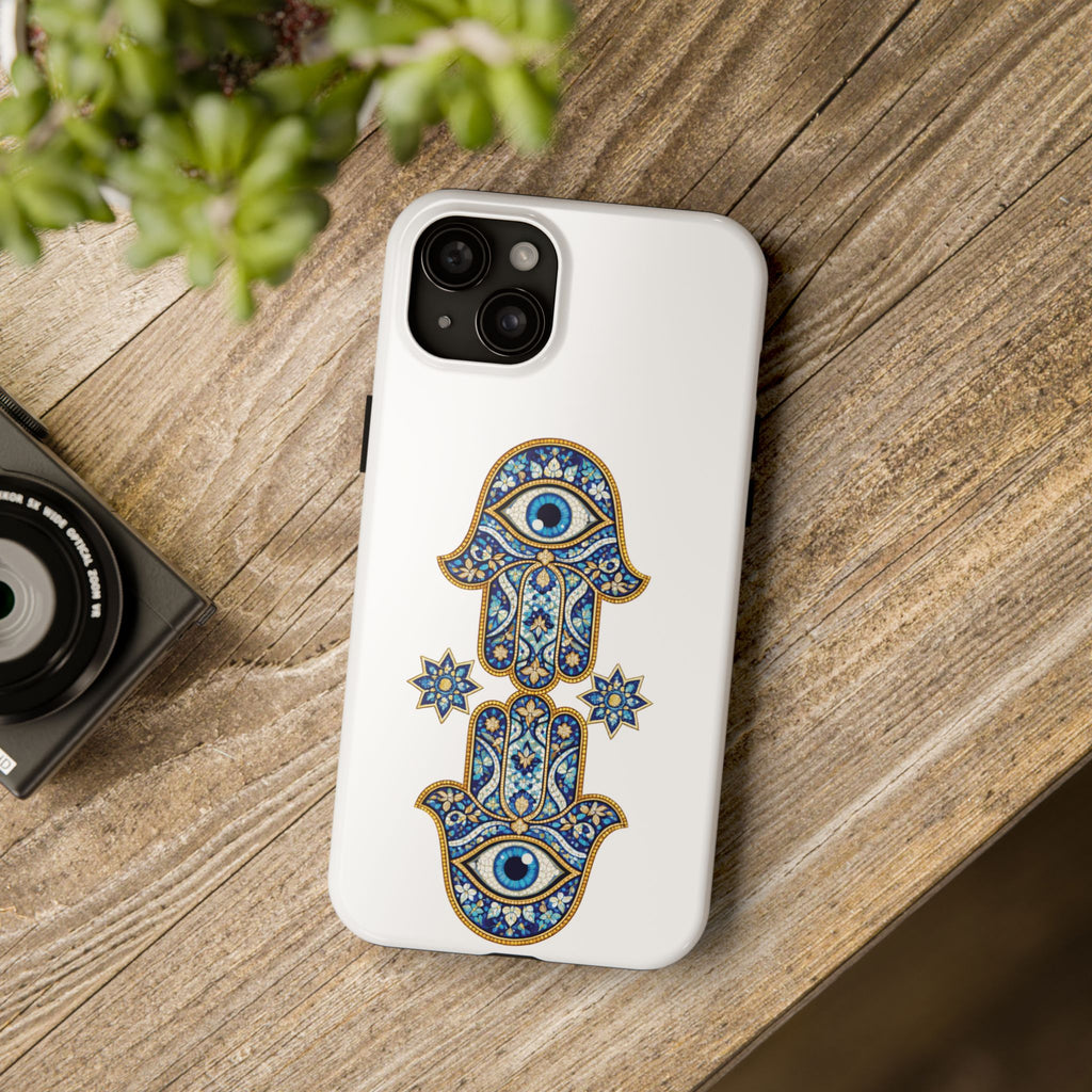 Hamsa Eye Tough Phone Case — Blue Mosaic Protective Phone Cover