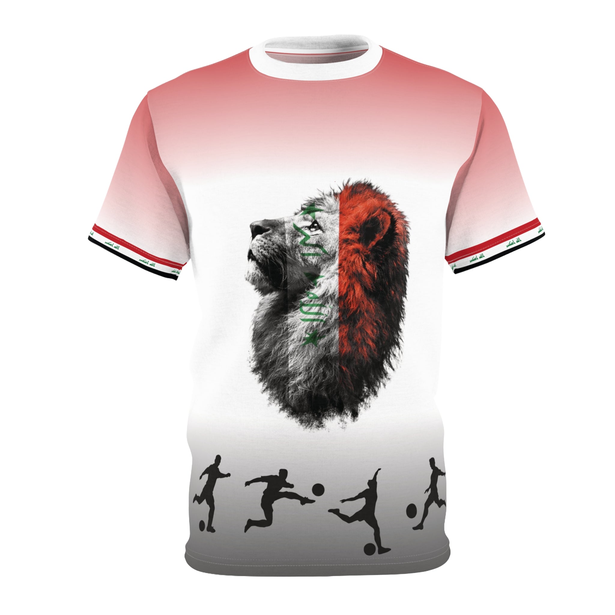 Iraq Lion Head Soccer Tee — Patriotic Football Graphic T-Shirt