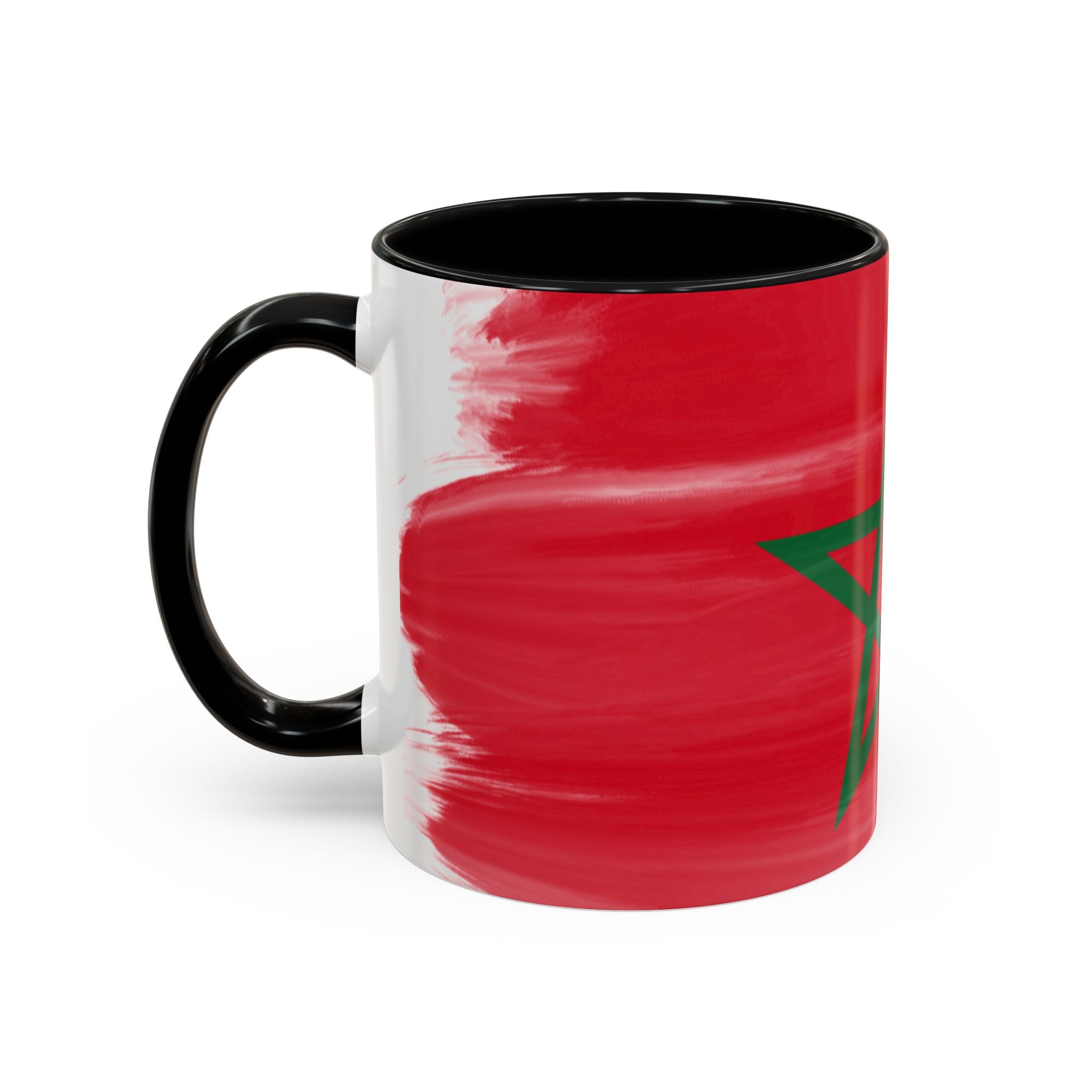 Morocco Flag Accent Coffee Mug — Red & Green Moroccan Star Design (11/15oz)