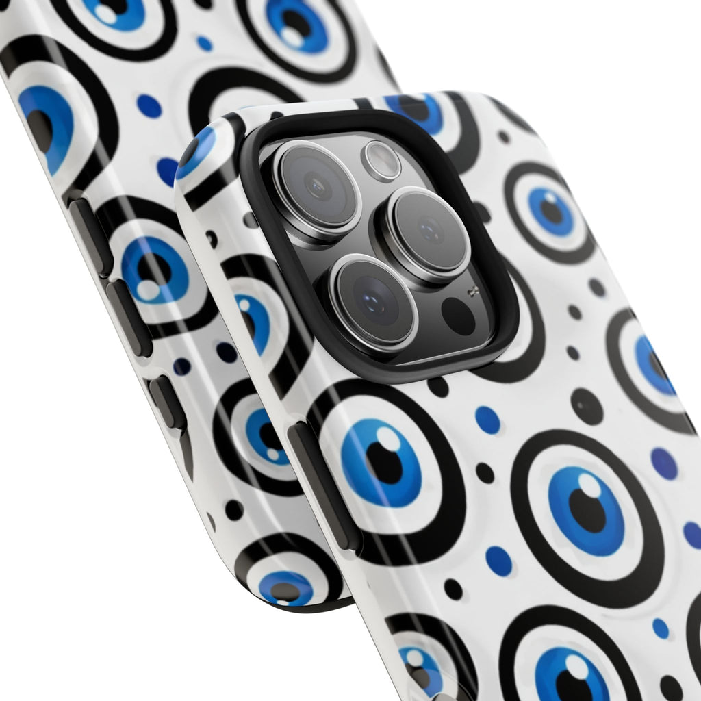 Blue Evil Eye Pattern Tough Phone Case — Protective Ceramic Nazar Design