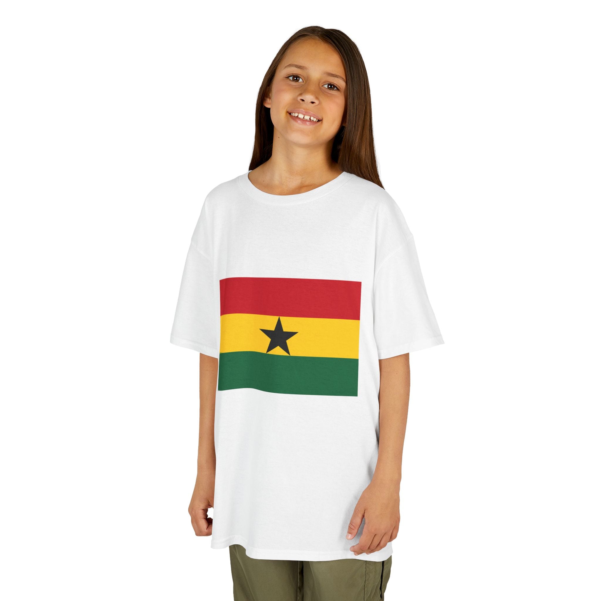 Ghana Flag Kids T‑Shirt — Ghana Coat of Arms Back Design