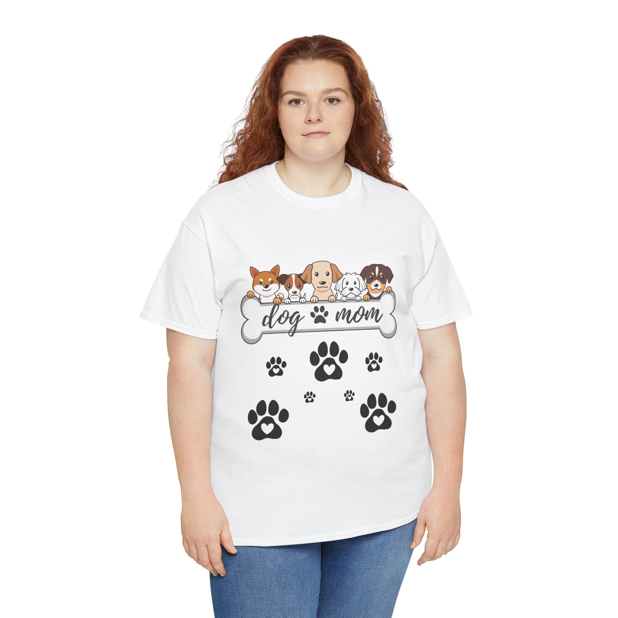 Dog Mom T-Shirt — Cute Paw Print & Cartoon Dogs Tee
