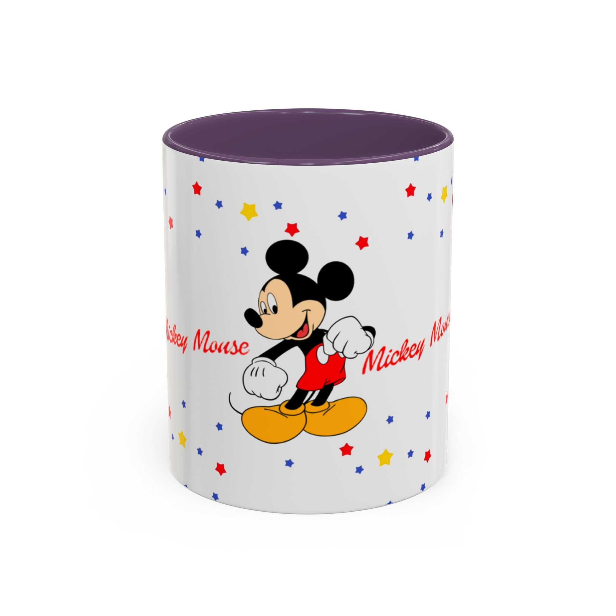 Mickey Mouse Accent Coffee Mug — Retro Cartoon Stars Design (11oz)