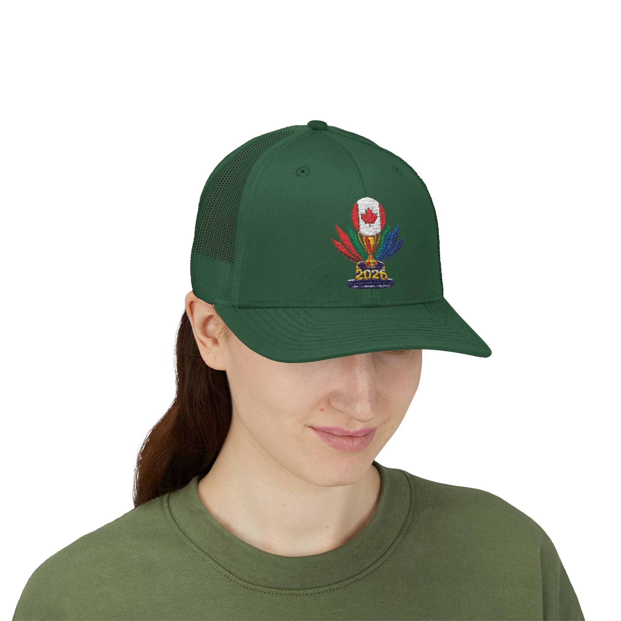 Embroidered Colorful Trophy Trucker Cap - Snapback Mesh Hat