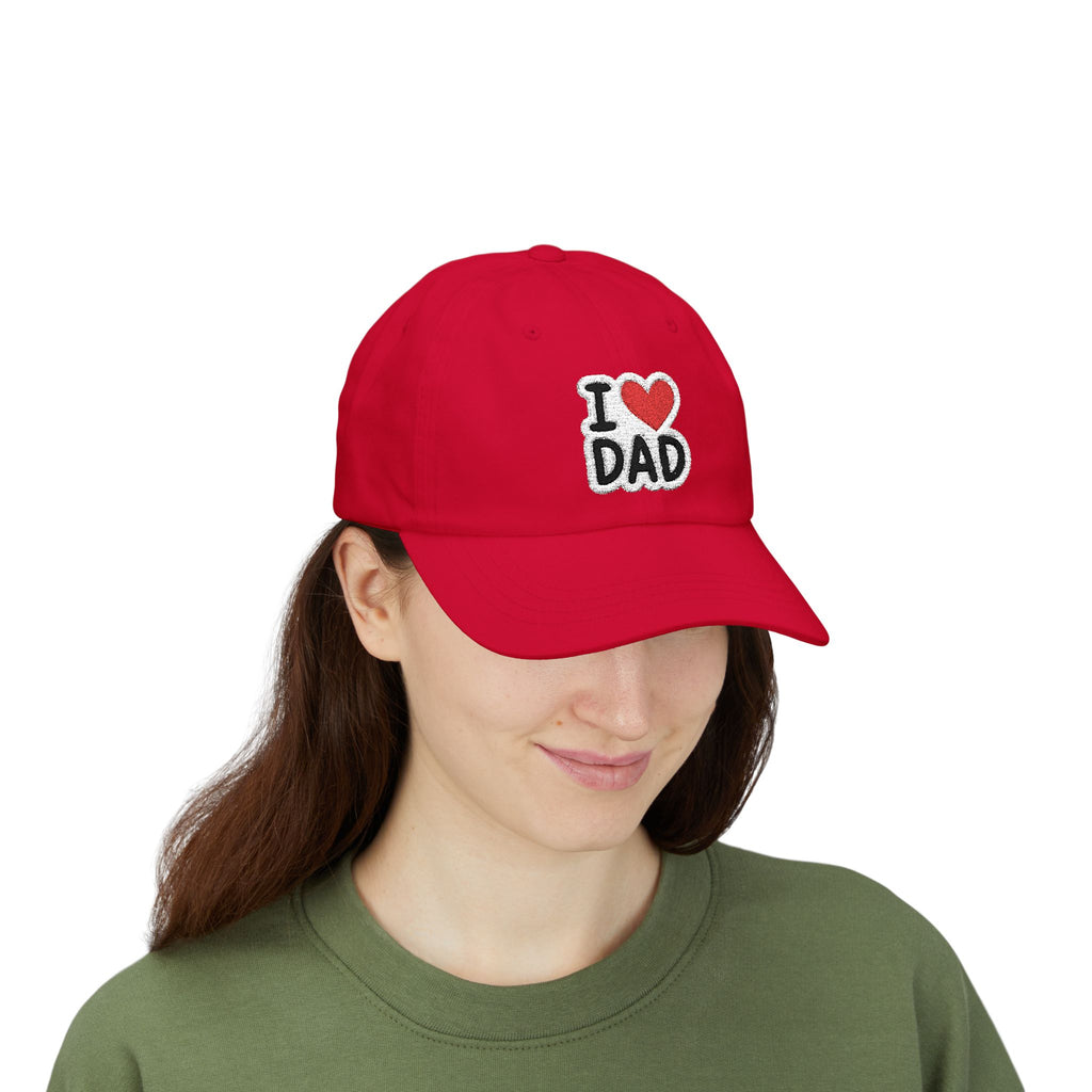 I  DAD Embroidered Dad Cap — Classic White Baseball Hat for Father’s Day
