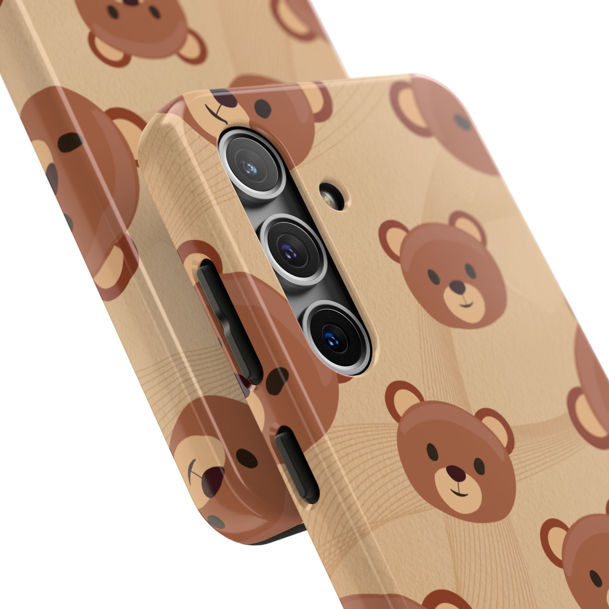 Bear Pattern Tough Phone Case — Cute Brown Bear Protective Phone Cover
