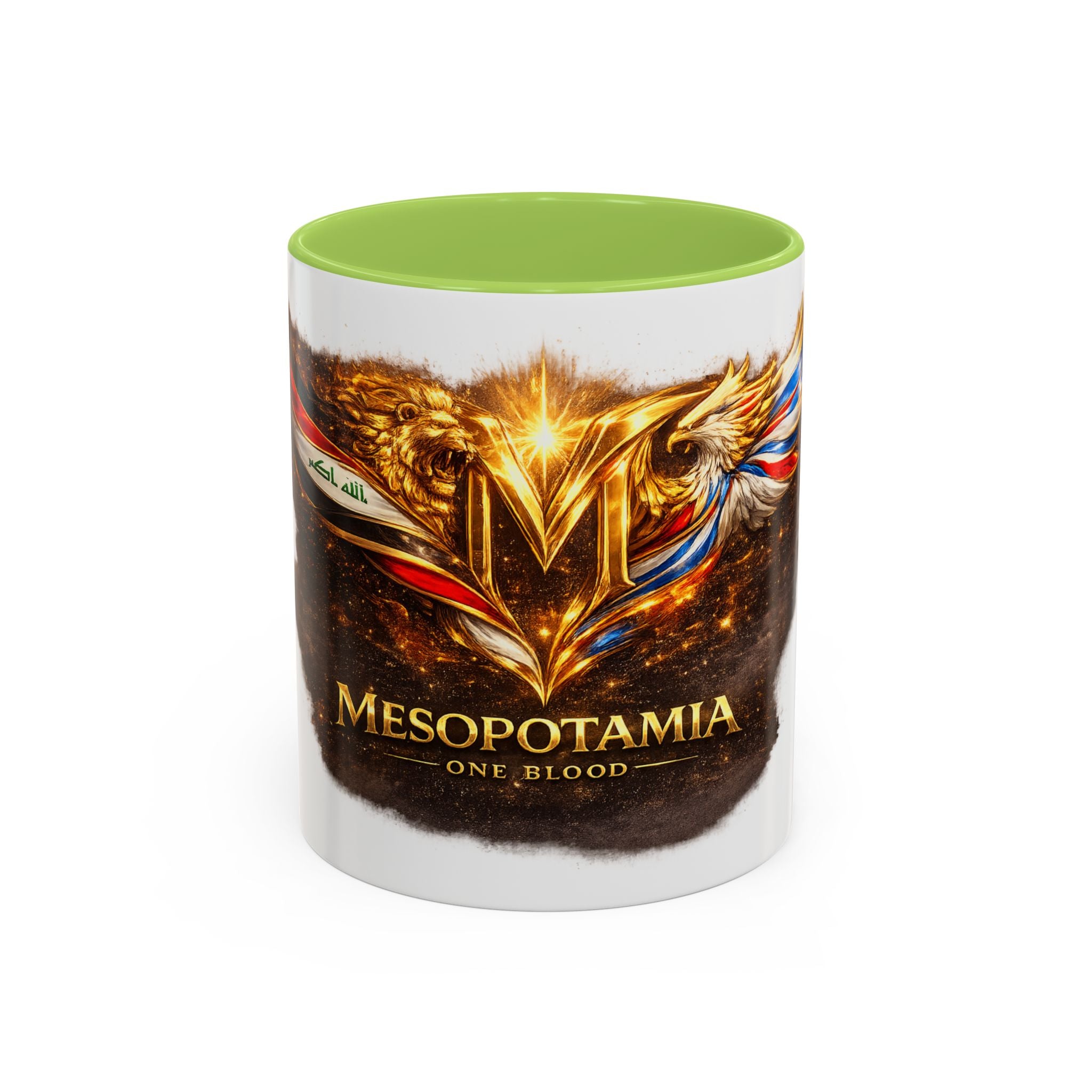 Mesopotamia "One Blood" Accent Coffee Mug – Patriotic Golden Emblem (11oz)