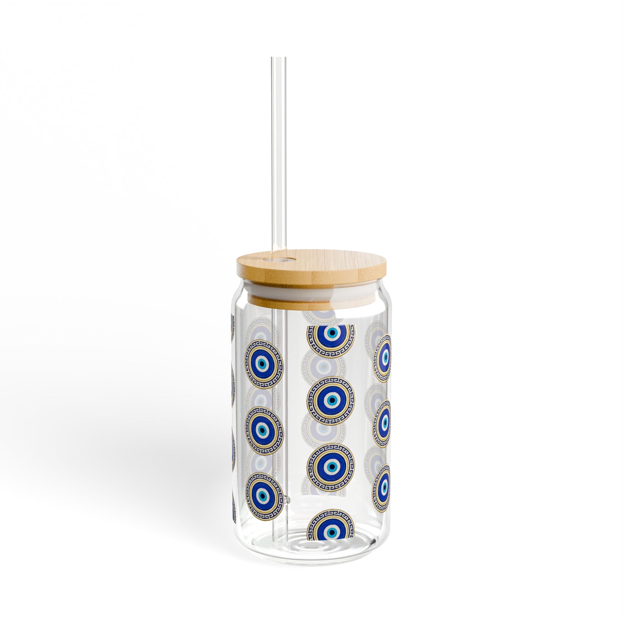 Evil Eye Glass Sipper, 16oz Bamboo Lid Tumbler