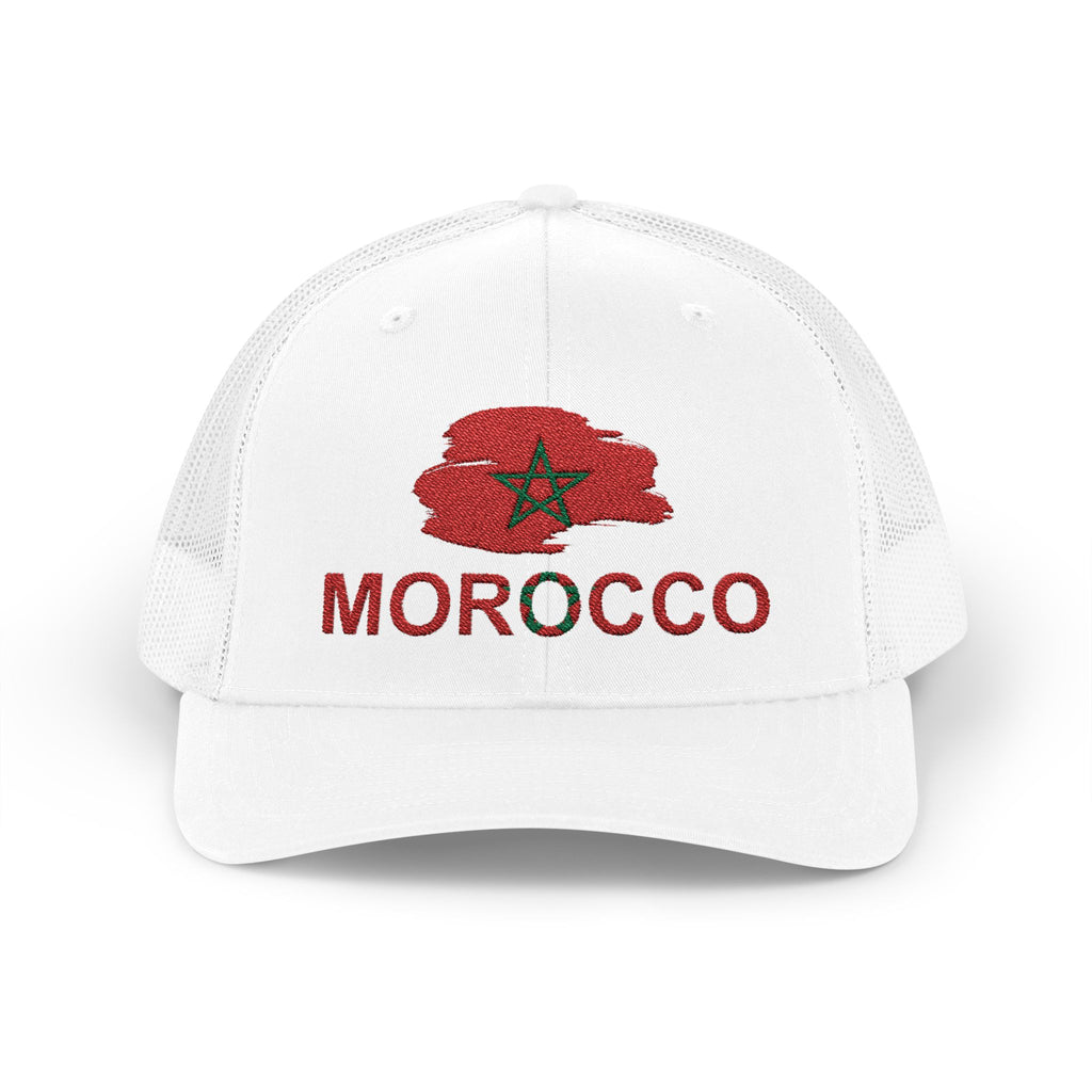 Morocco Poppy Trucker Hat — Embroidered 'MOROCCO' Snapback Cap