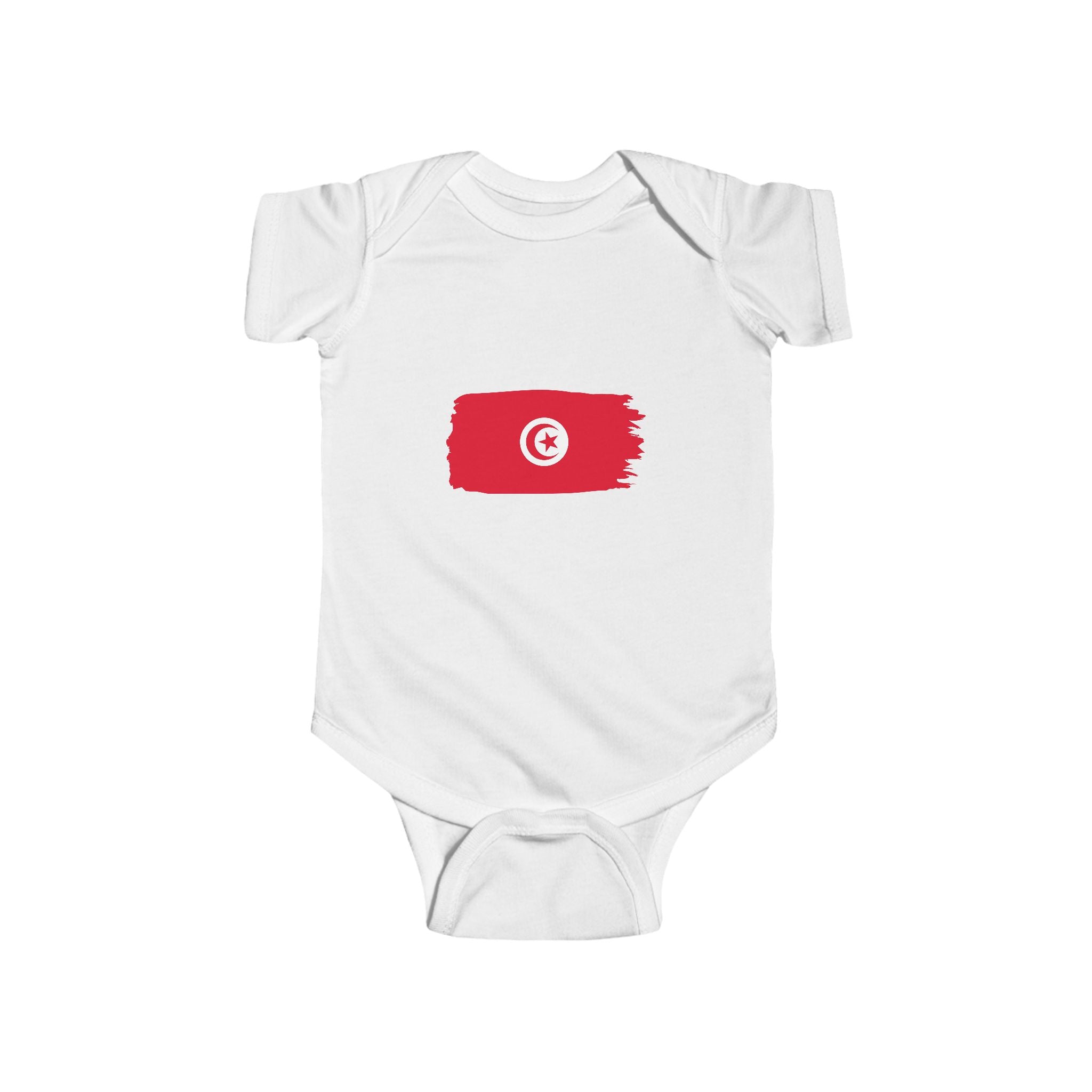 Tunisia Flag Baby Bodysuit - Red Brushstroke Tunisian Flag Infant Onesie