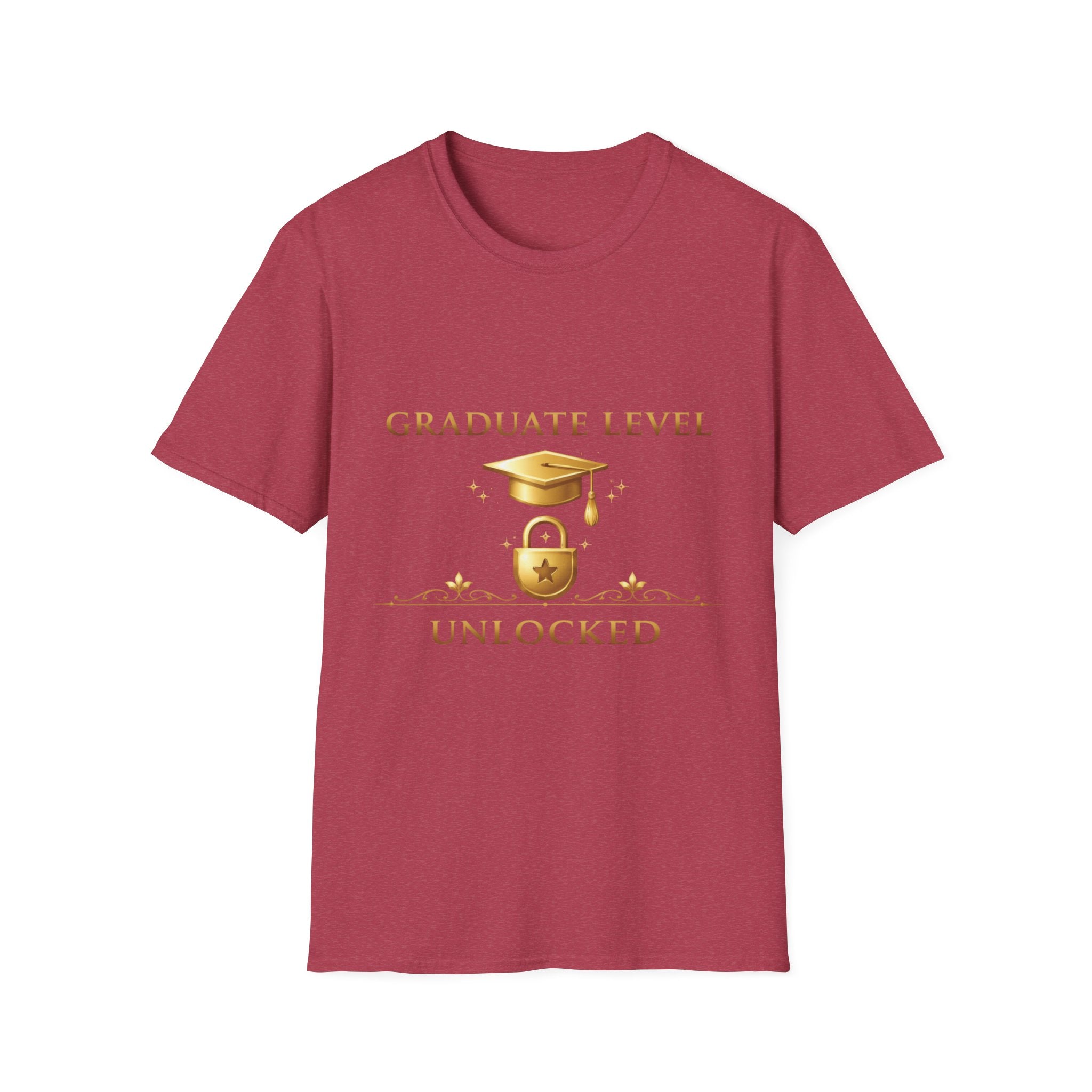 Graduate Level Unlocked T-Shirt — Graduation Cap & Lock Celebration Tee