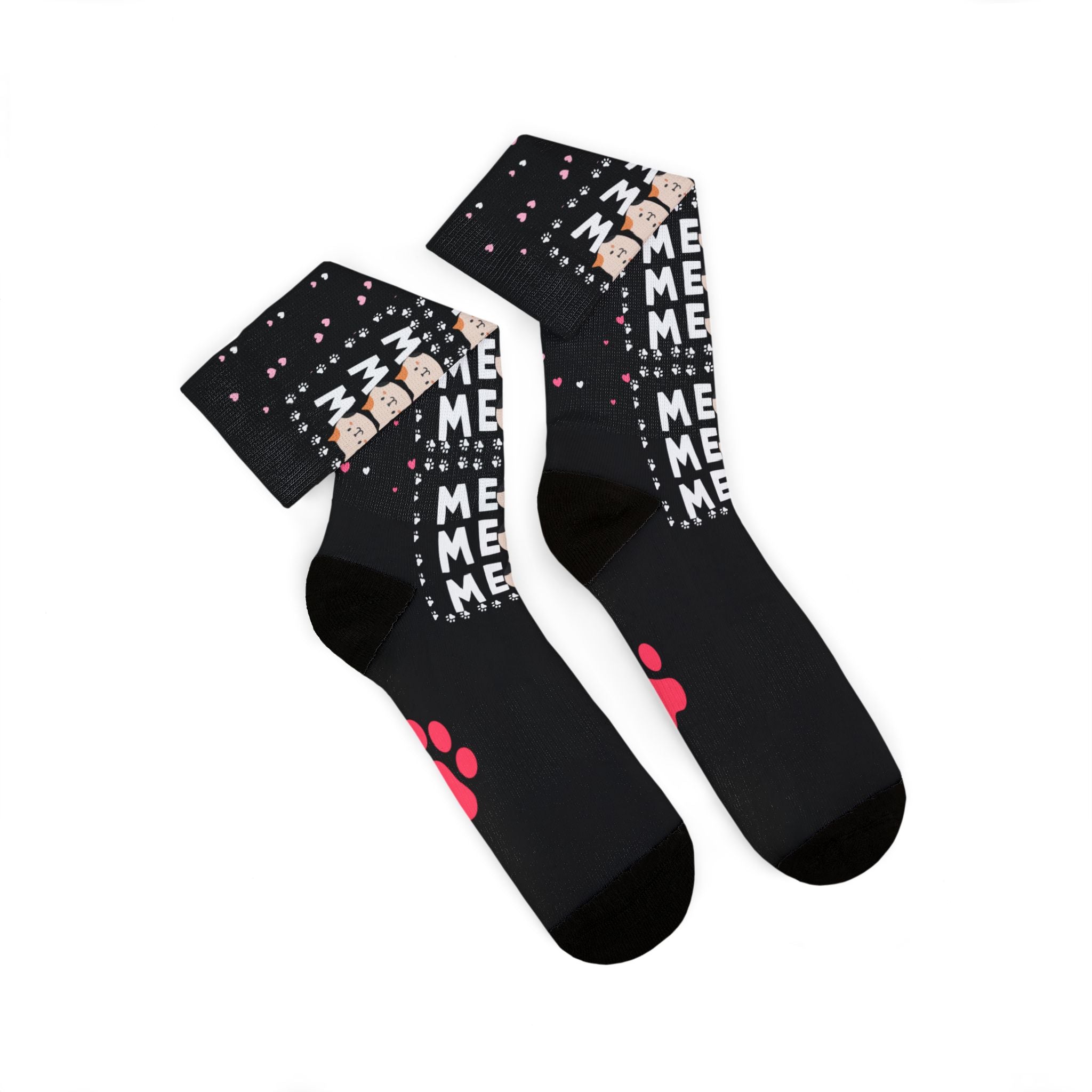 Cat Mom Sublimation Socks — Cute Paw Print Crew Socks for Cat Lovers