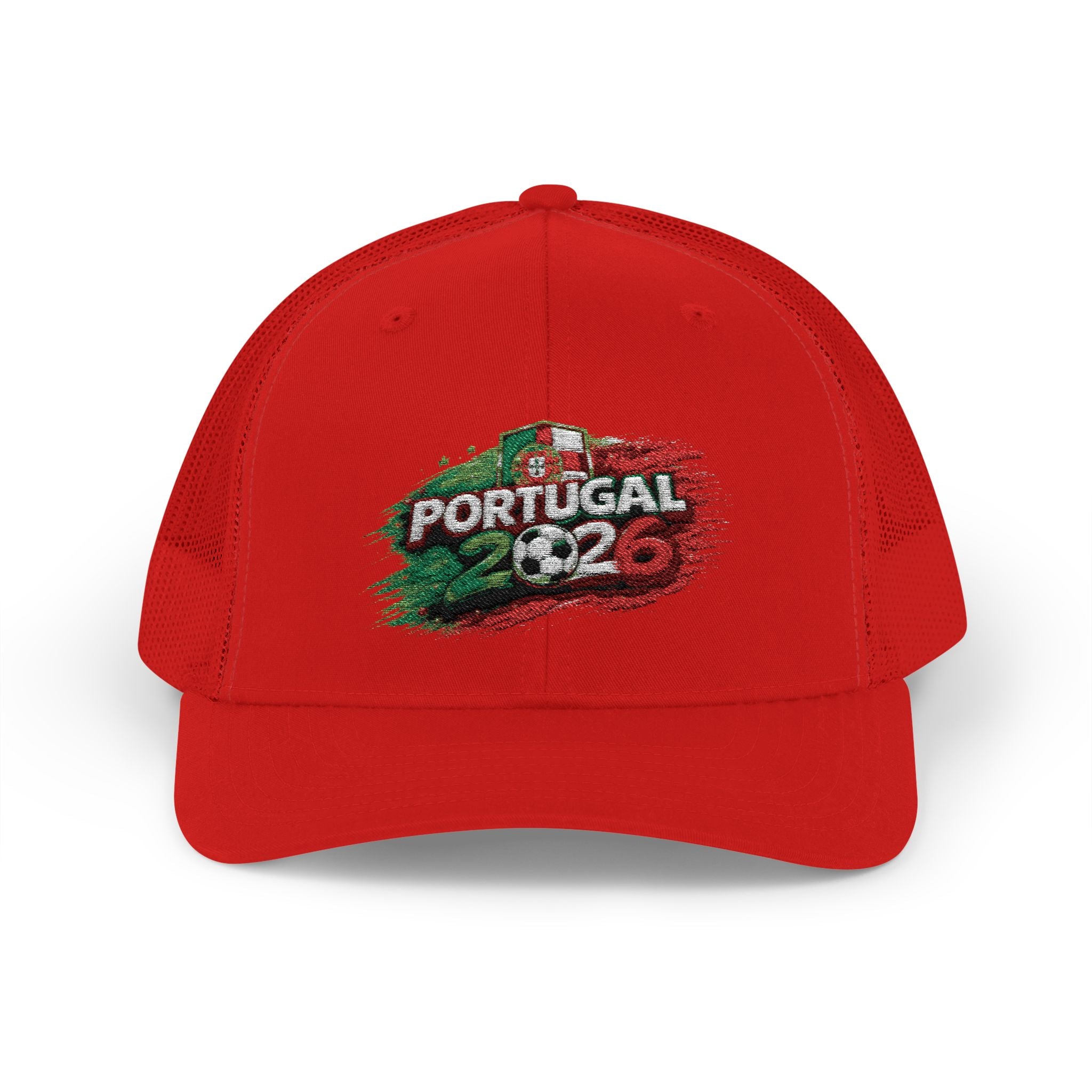 Portugal 2026 Soccer Snapback Trucker Cap – Vintage Flag Brushstroke Design